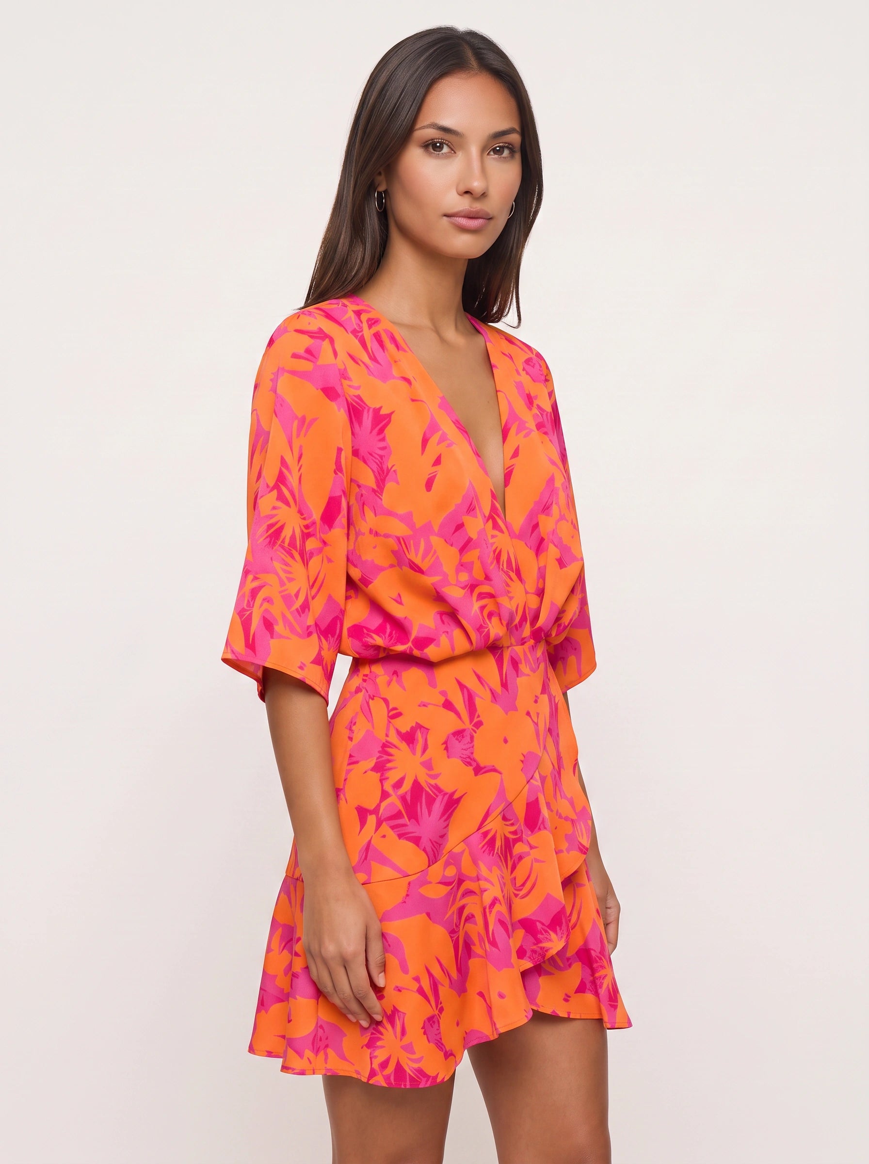 Zebrasa Kimono Wrap Mini Dress – Zebra Print Kimono Sleeve Mini Dress Women Summer Beach Vacation Resort Wrap Mini Dress