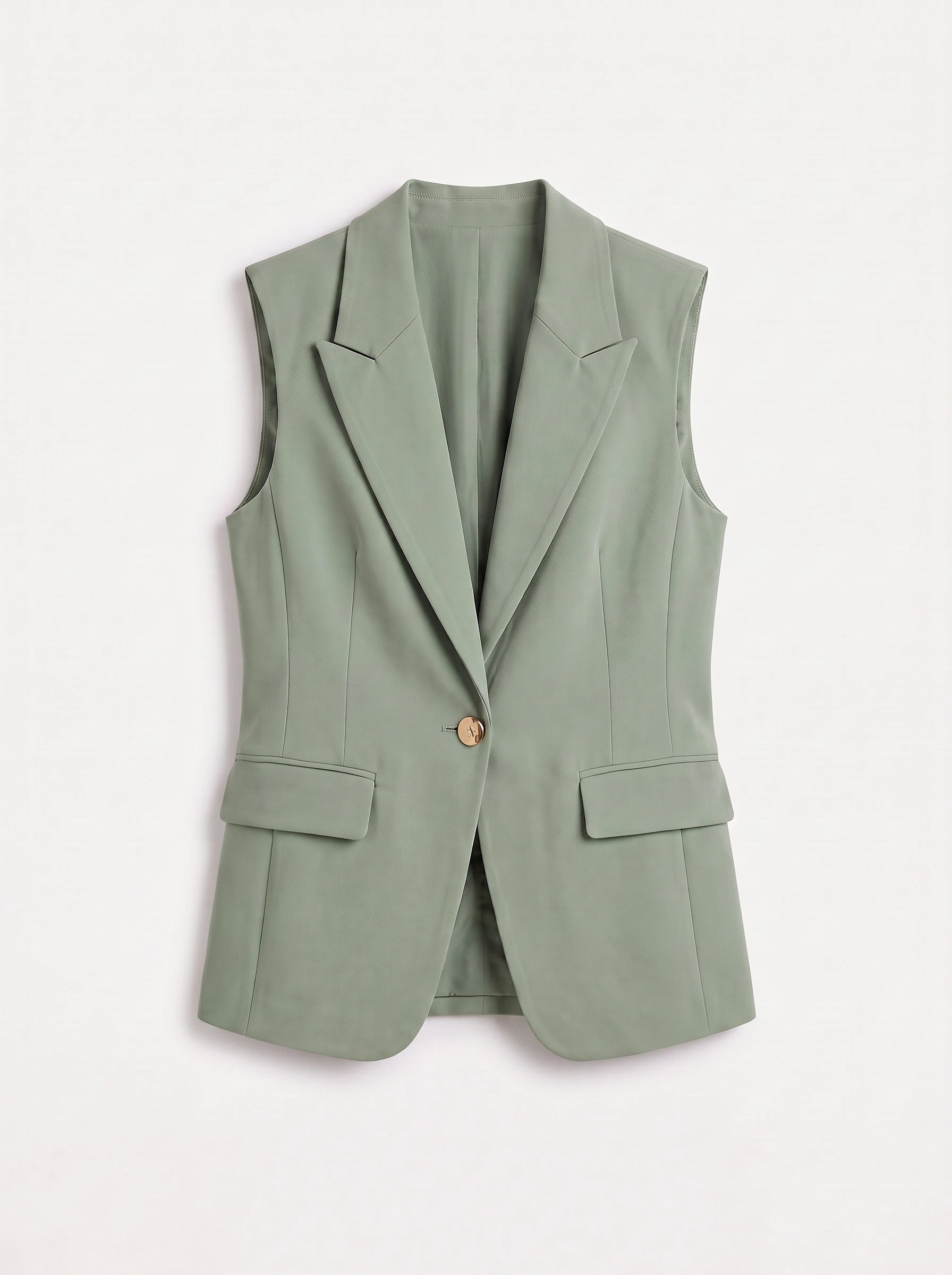 Minteaux Sleeveless Notch Collar Blazer – Women Tailored Office Summer Smart Casual Longline Vest Blazer