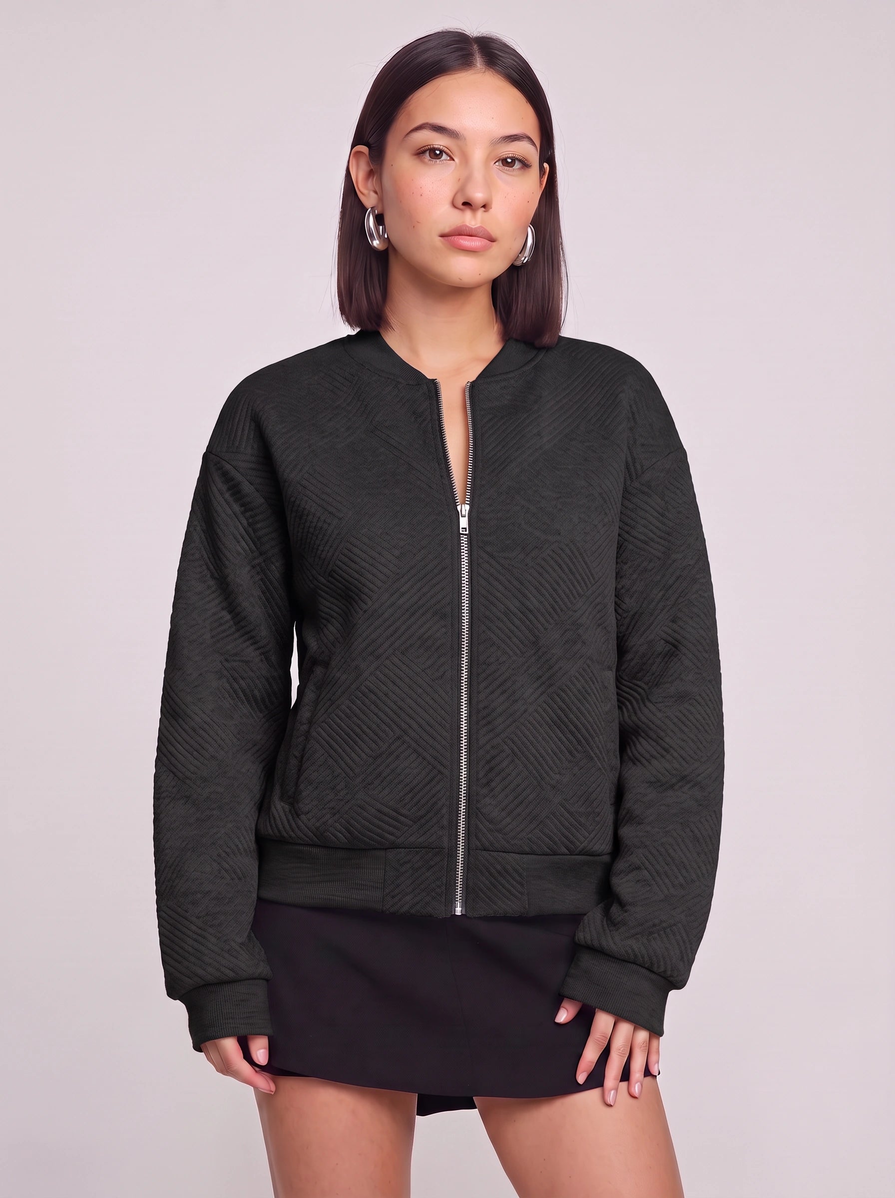 Rosewood Lightweight Bomber Jacket – Women Summer Zip Front Cropped Casual Smart Bomber Jacket