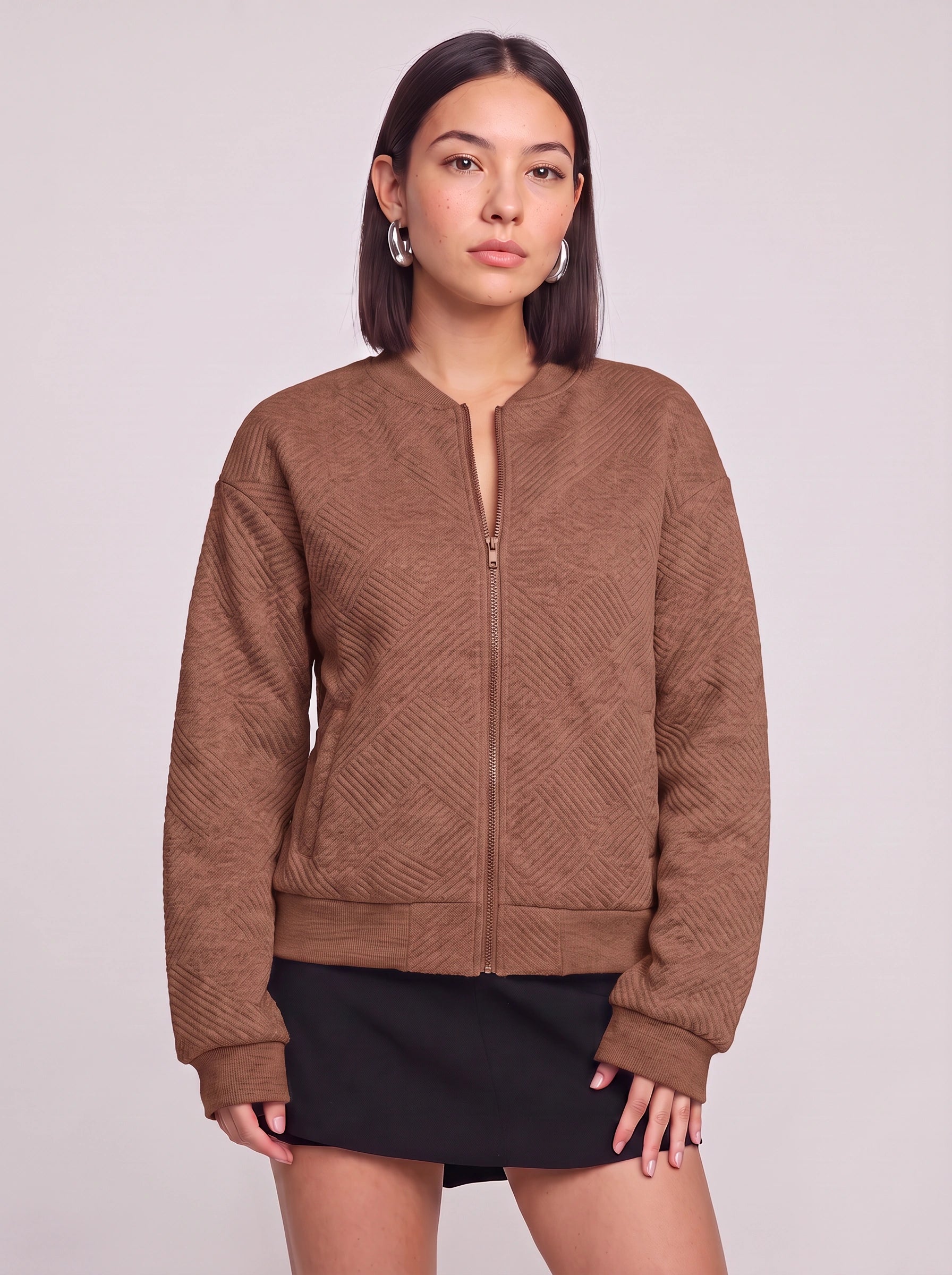 Rosewood Lightweight Bomber Jacket – Women Summer Zip Front Cropped Casual Smart Bomber Jacket