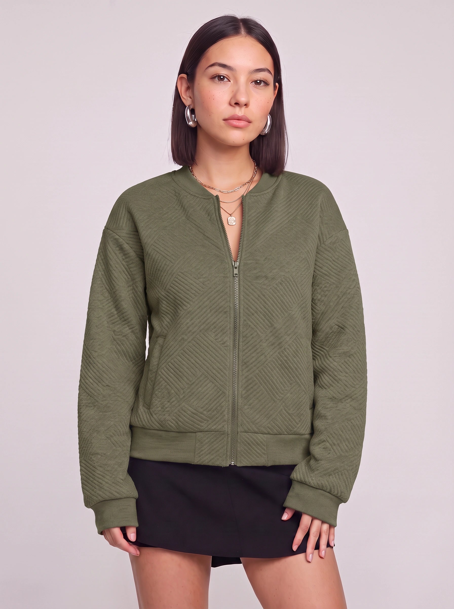 Rosewood Lightweight Bomber Jacket – Women Summer Zip Front Cropped Casual Smart Bomber Jacket