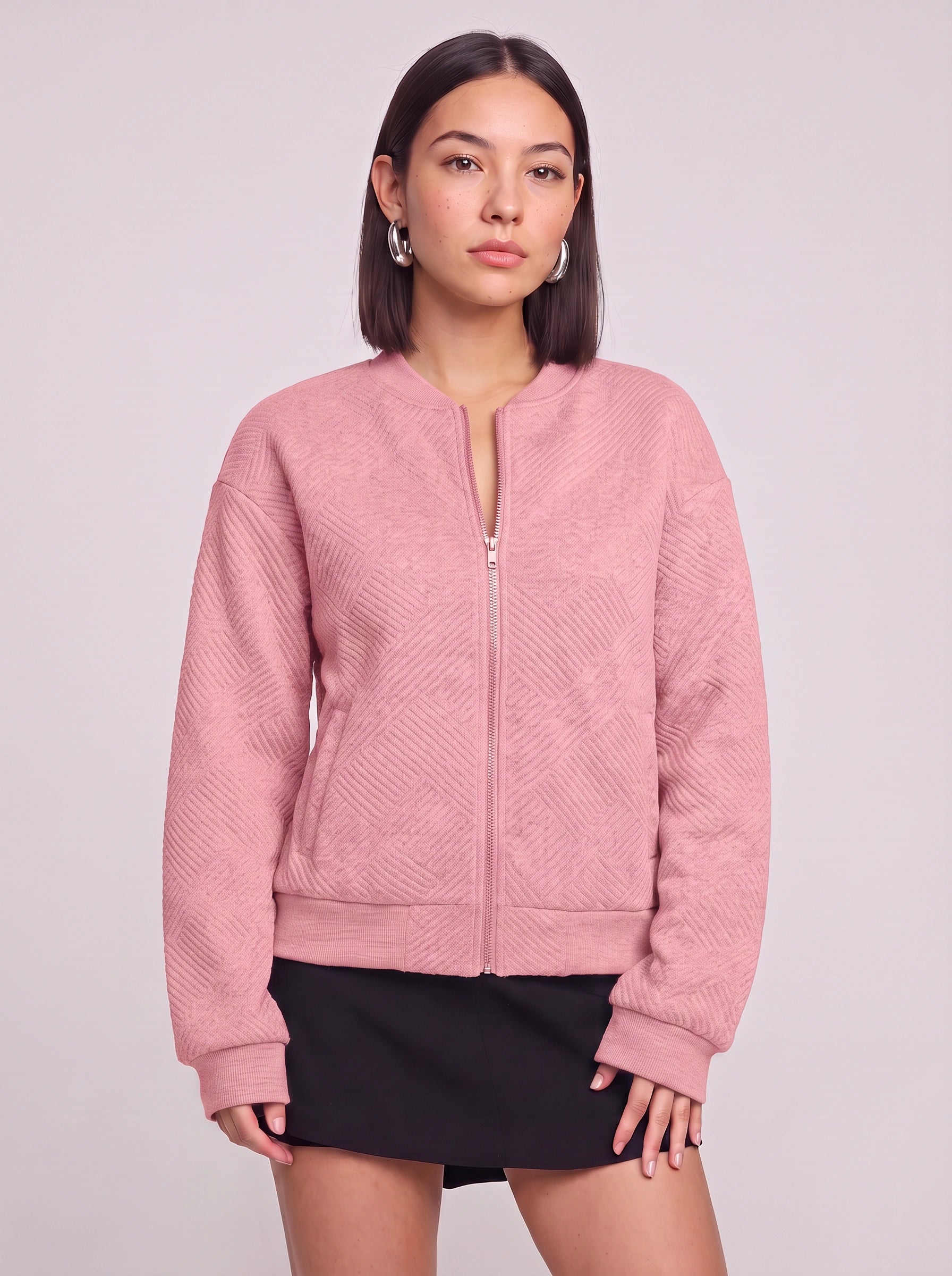 Rosewood Lightweight Bomber Jacket – Women Summer Zip Front Cropped Casual Smart Bomber Jacket