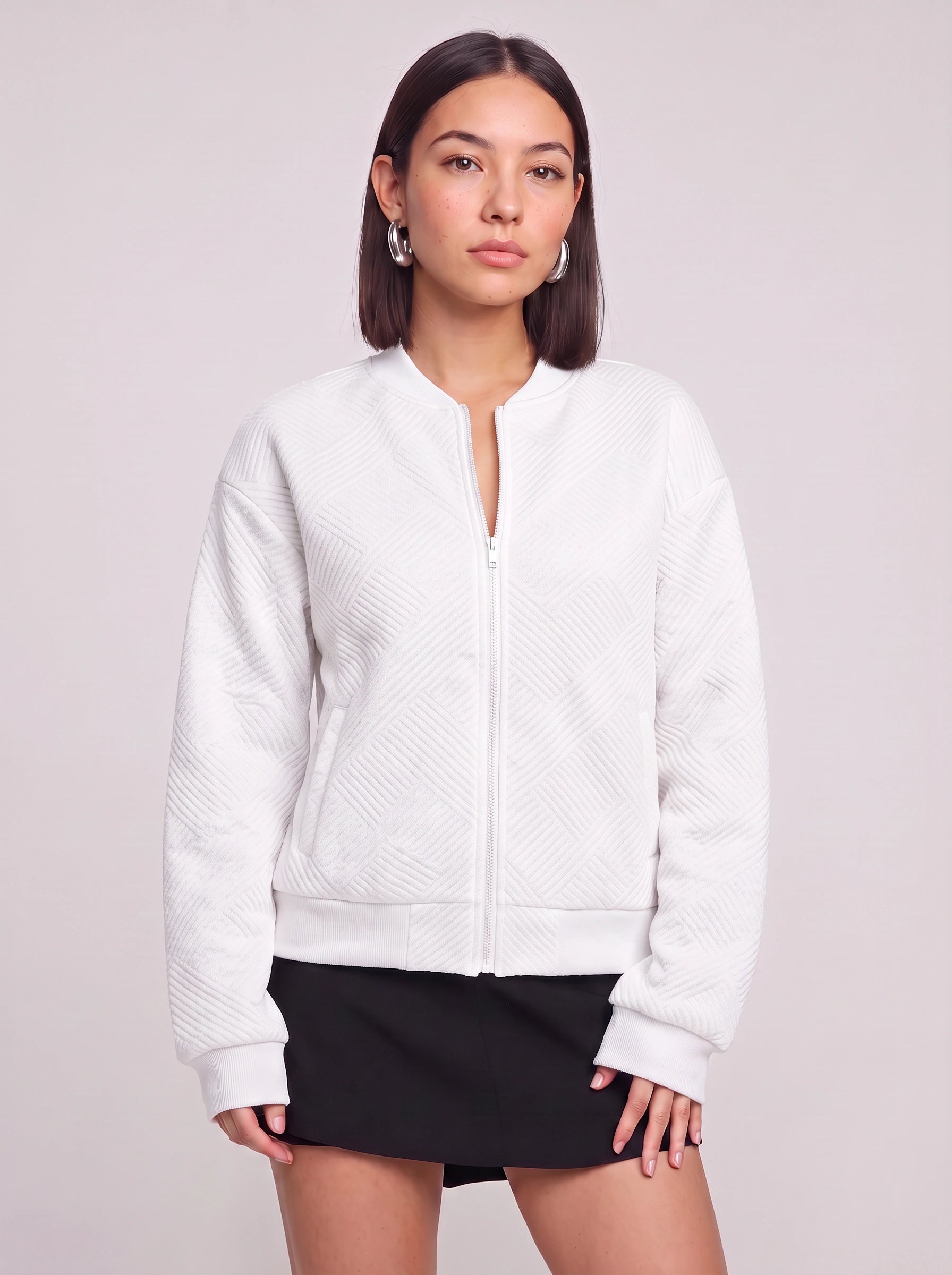 Rosewood Lightweight Bomber Jacket – Women Summer Zip Front Cropped Casual Smart Bomber Jacket
