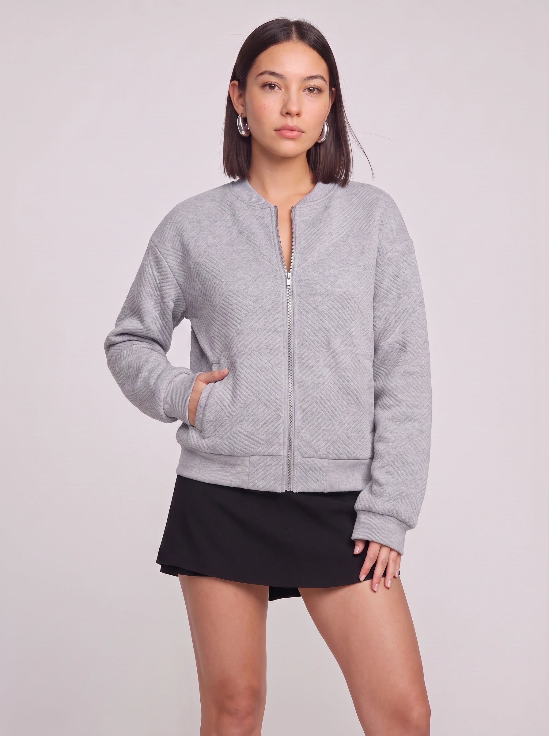 Rosewood Lightweight Bomber Jacket – Women Summer Zip Front Cropped Casual Smart Bomber Jacket