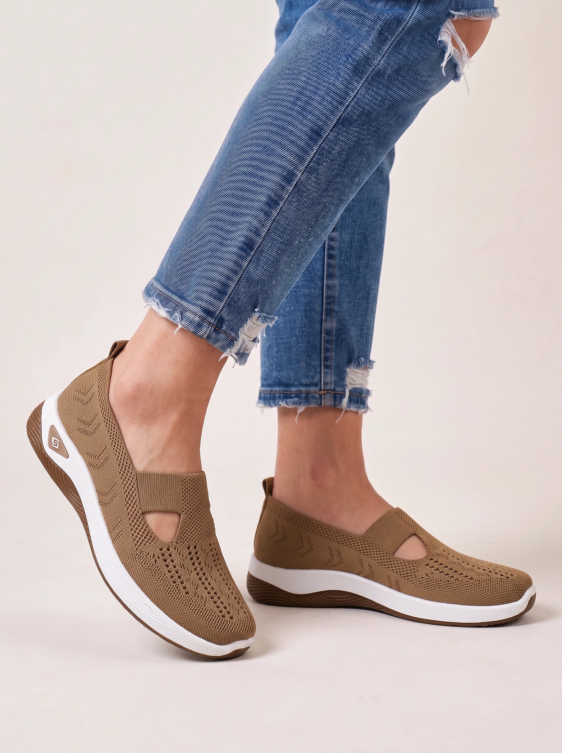 Ventova Breathable Mesh Slip-On Sneakers – Cutout Clothes Women Orthopedic Walking Shoes Casual Comfort Platform Sneakers