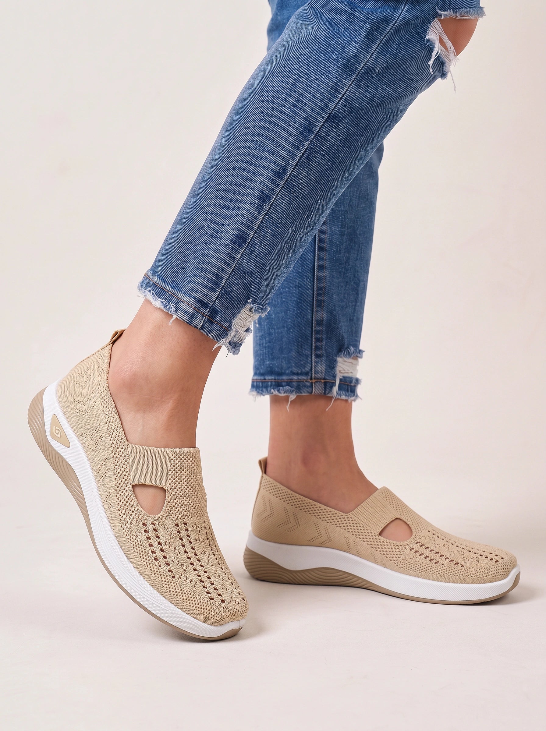 Ventova Breathable Mesh Slip-On Sneakers – Cutout Clothes Women Orthopedic Walking Shoes Casual Comfort Platform Sneakers