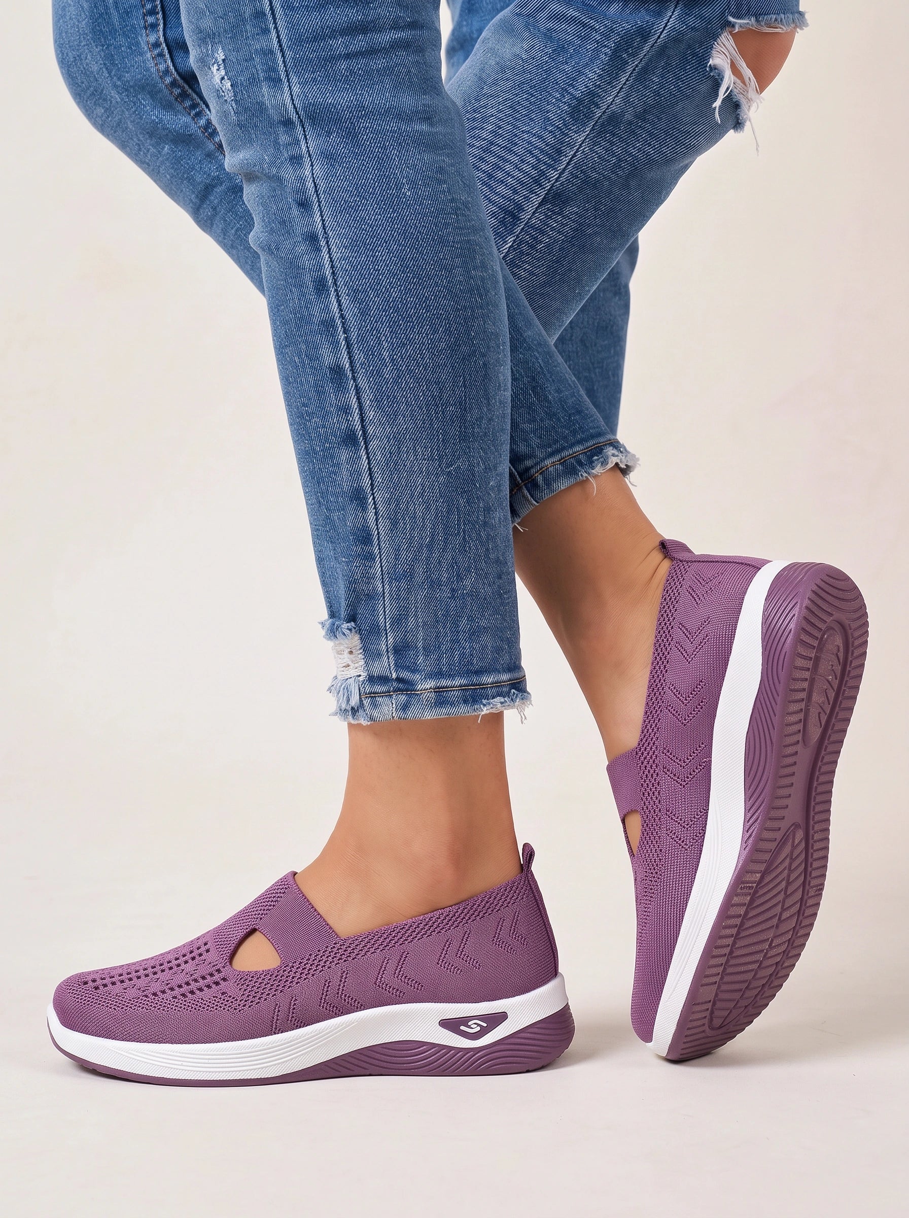 Ventova Breathable Mesh Slip-On Sneakers – Cutout Clothes Women Orthopedic Walking Shoes Casual Comfort Platform Sneakers