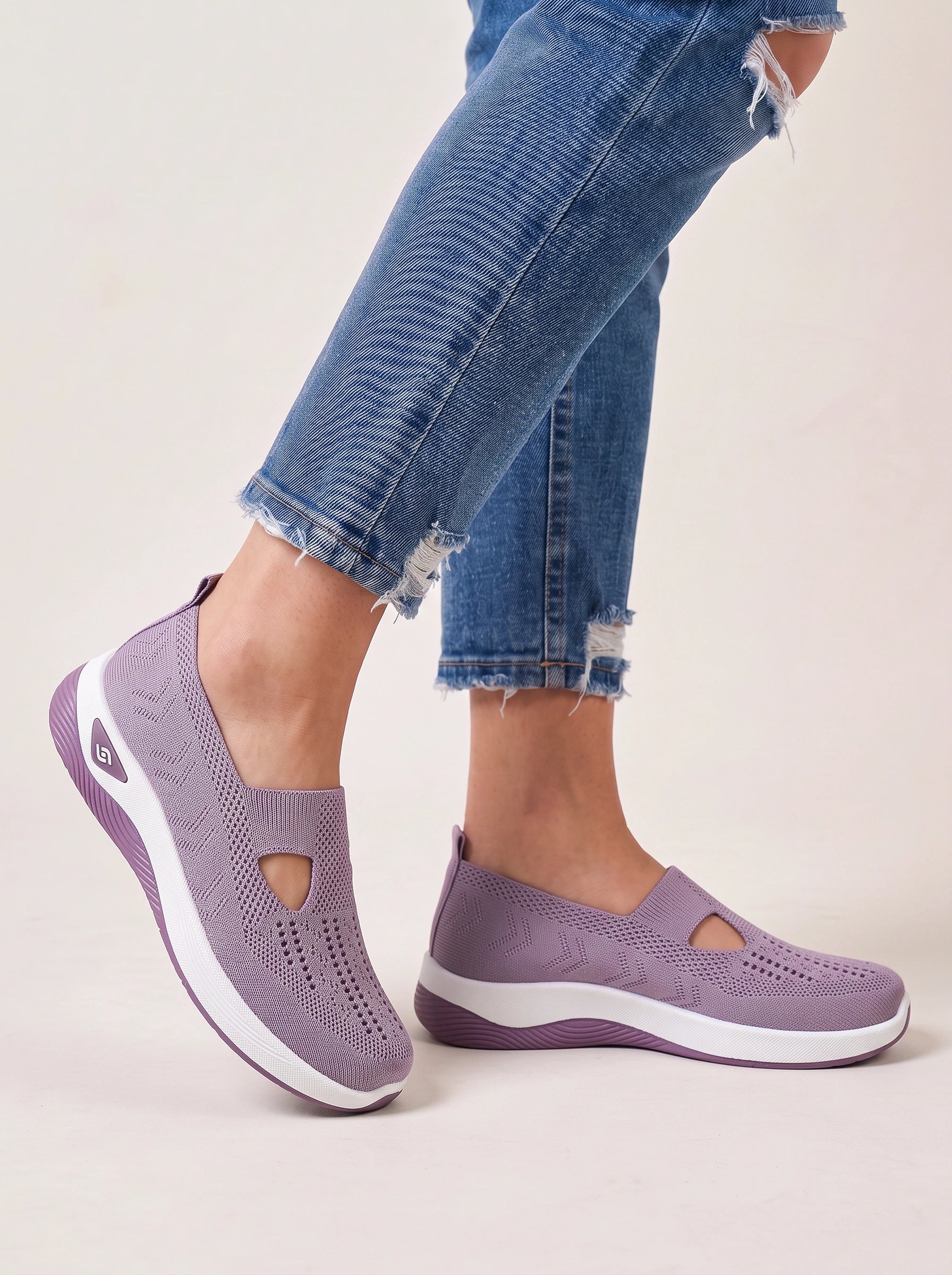 Ventova Breathable Mesh Slip-On Sneakers – Cutout Clothes Women Orthopedic Walking Shoes Casual Comfort Platform Sneakers