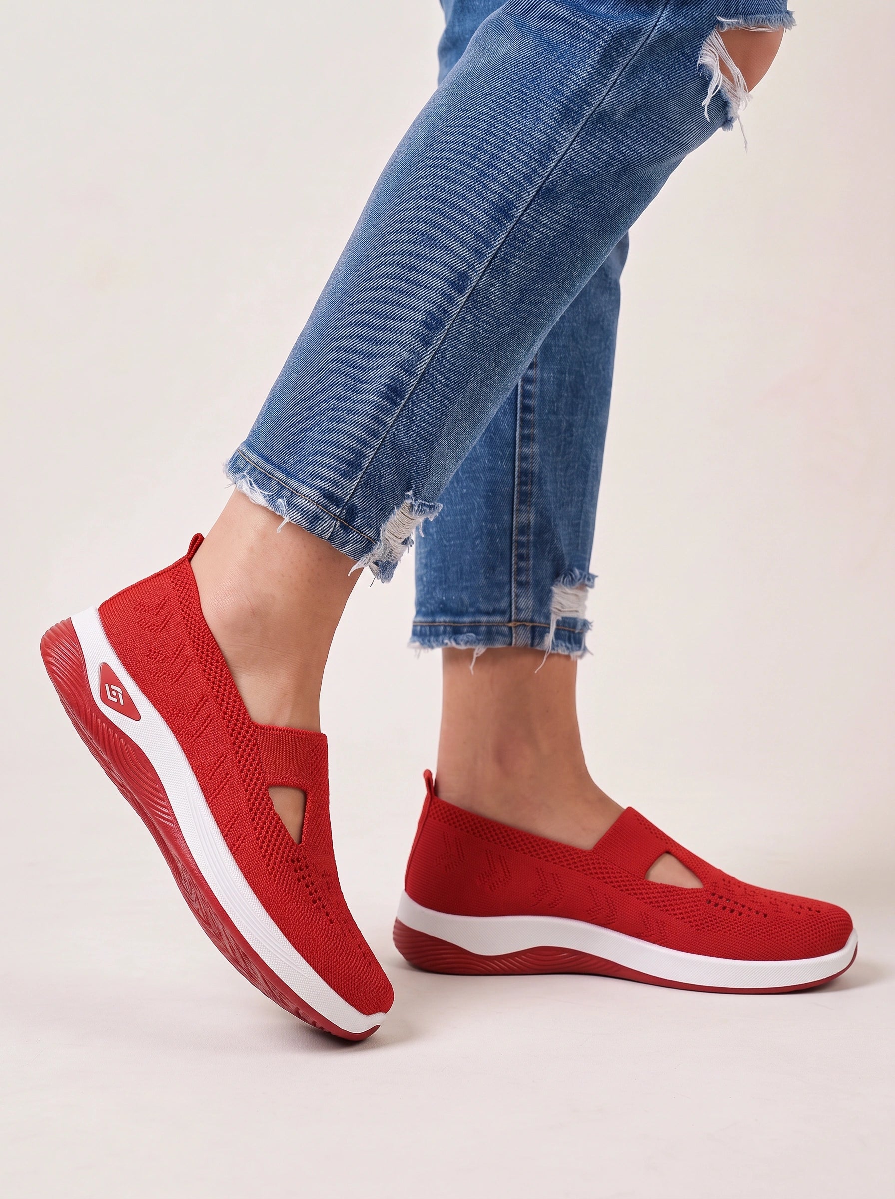 Ventova Breathable Mesh Slip-On Sneakers – Cutout Clothes Women Orthopedic Walking Shoes Casual Comfort Platform Sneakers