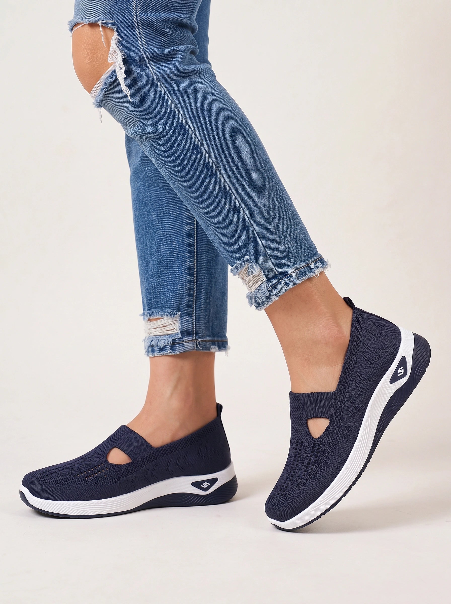 Ventova Breathable Mesh Slip-On Sneakers – Cutout Clothes Women Orthopedic Walking Shoes Casual Comfort Platform Sneakers