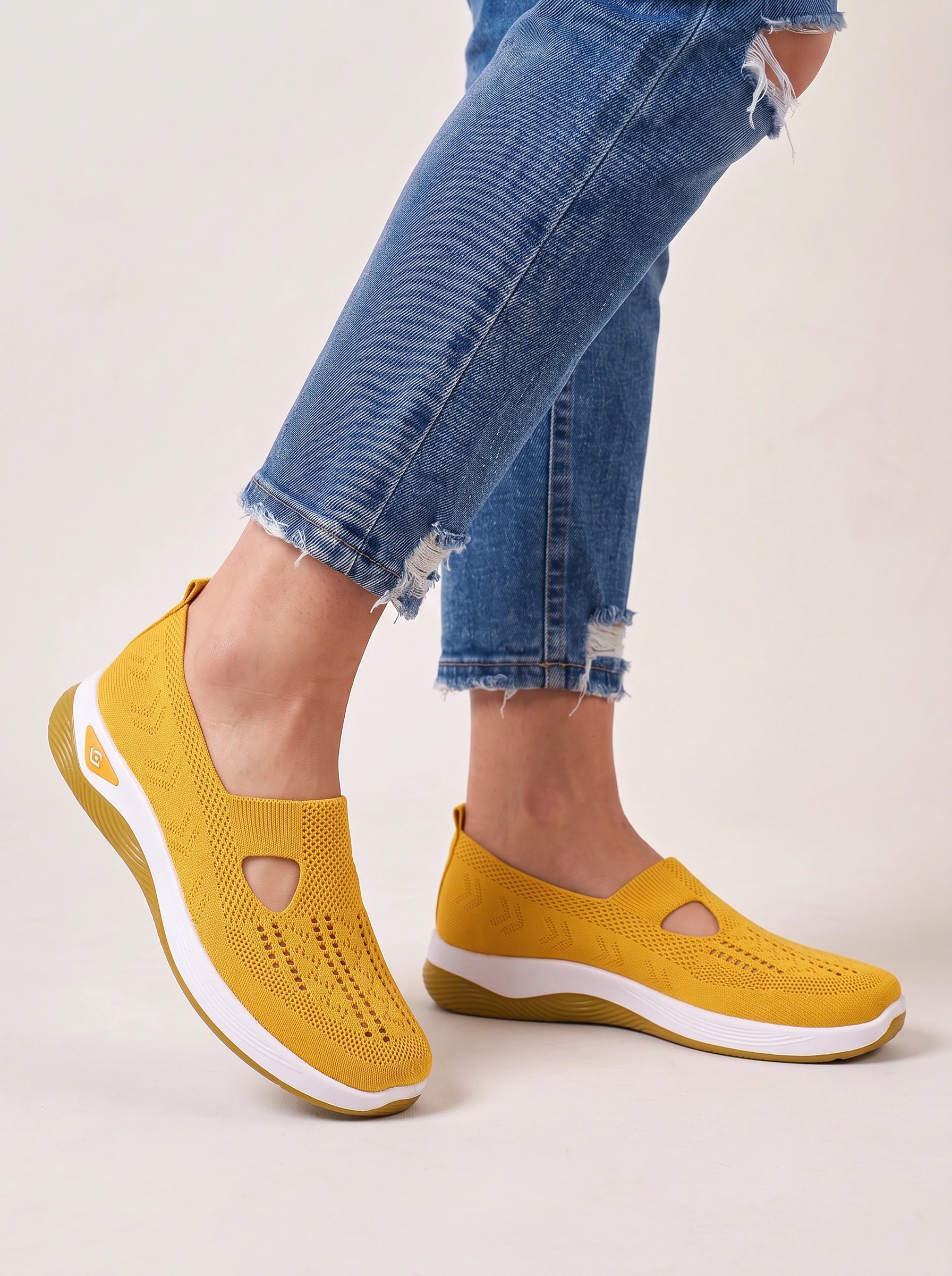 Ventova Breathable Mesh Slip-On Sneakers – Cutout Clothes Women Orthopedic Walking Shoes Casual Comfort Platform Sneakers