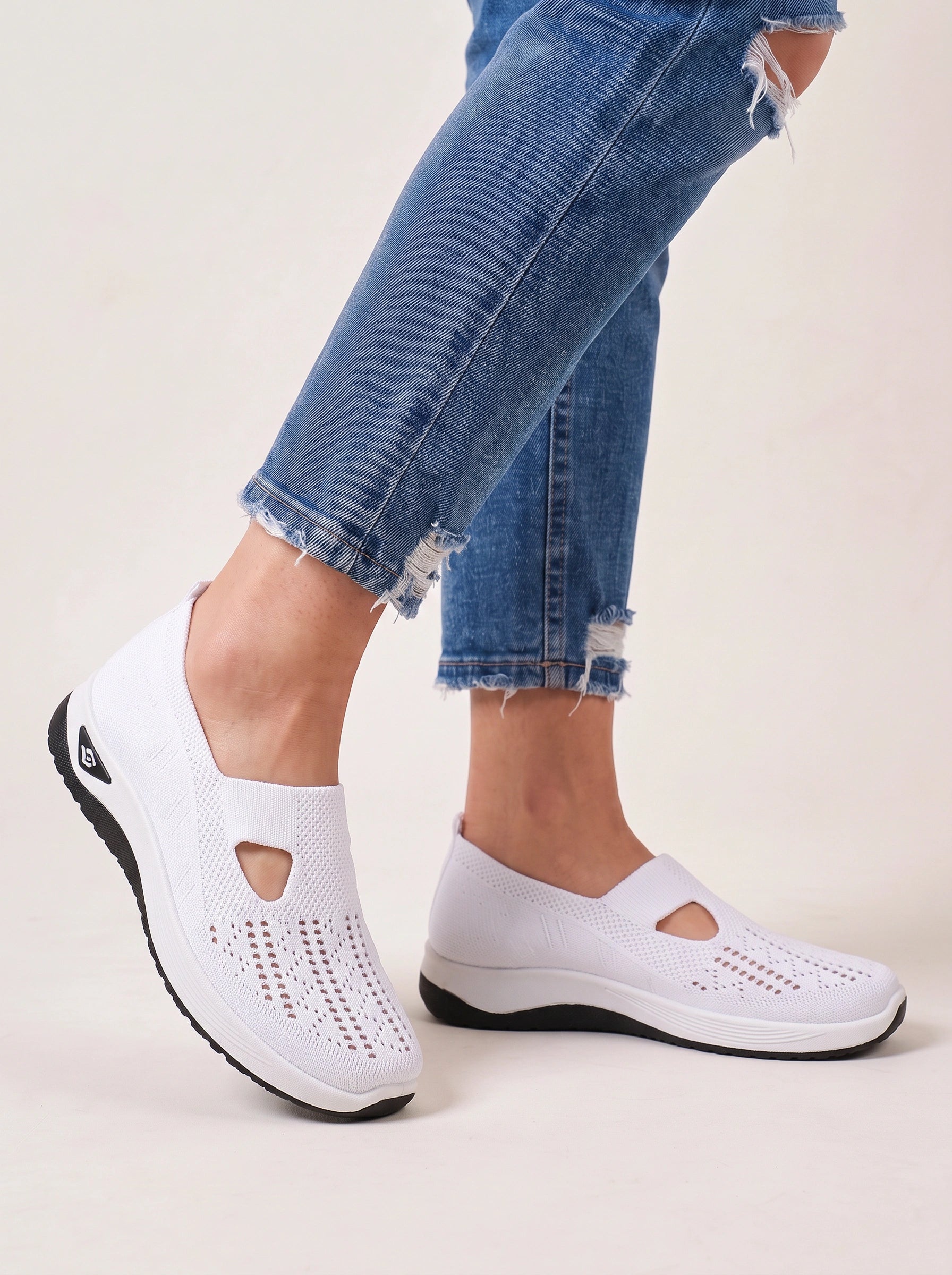 Ventova Breathable Mesh Slip-On Sneakers – Cutout Clothes Women Orthopedic Walking Shoes Casual Comfort Platform Sneakers