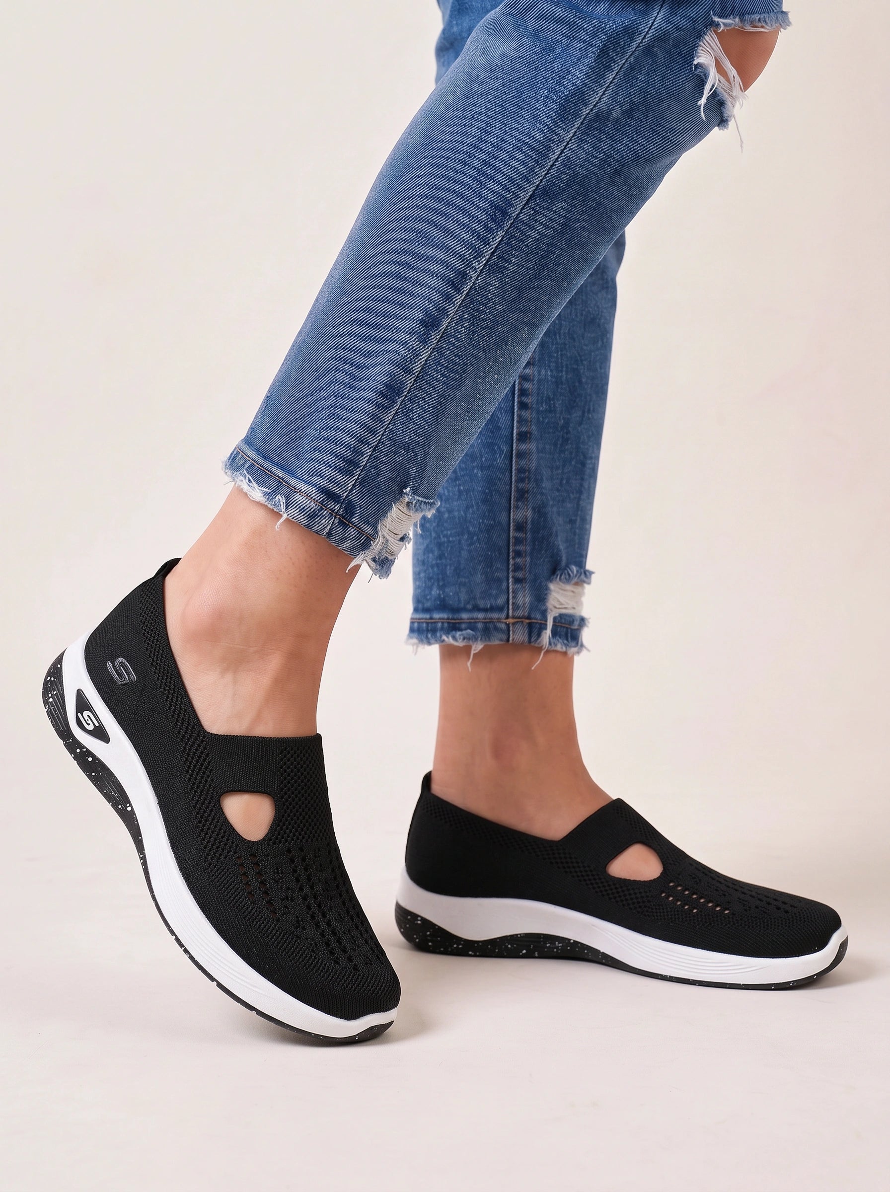 Ventova Breathable Mesh Slip-On Sneakers – Cutout Clothes Women Orthopedic Walking Shoes Casual Comfort Platform Sneakers