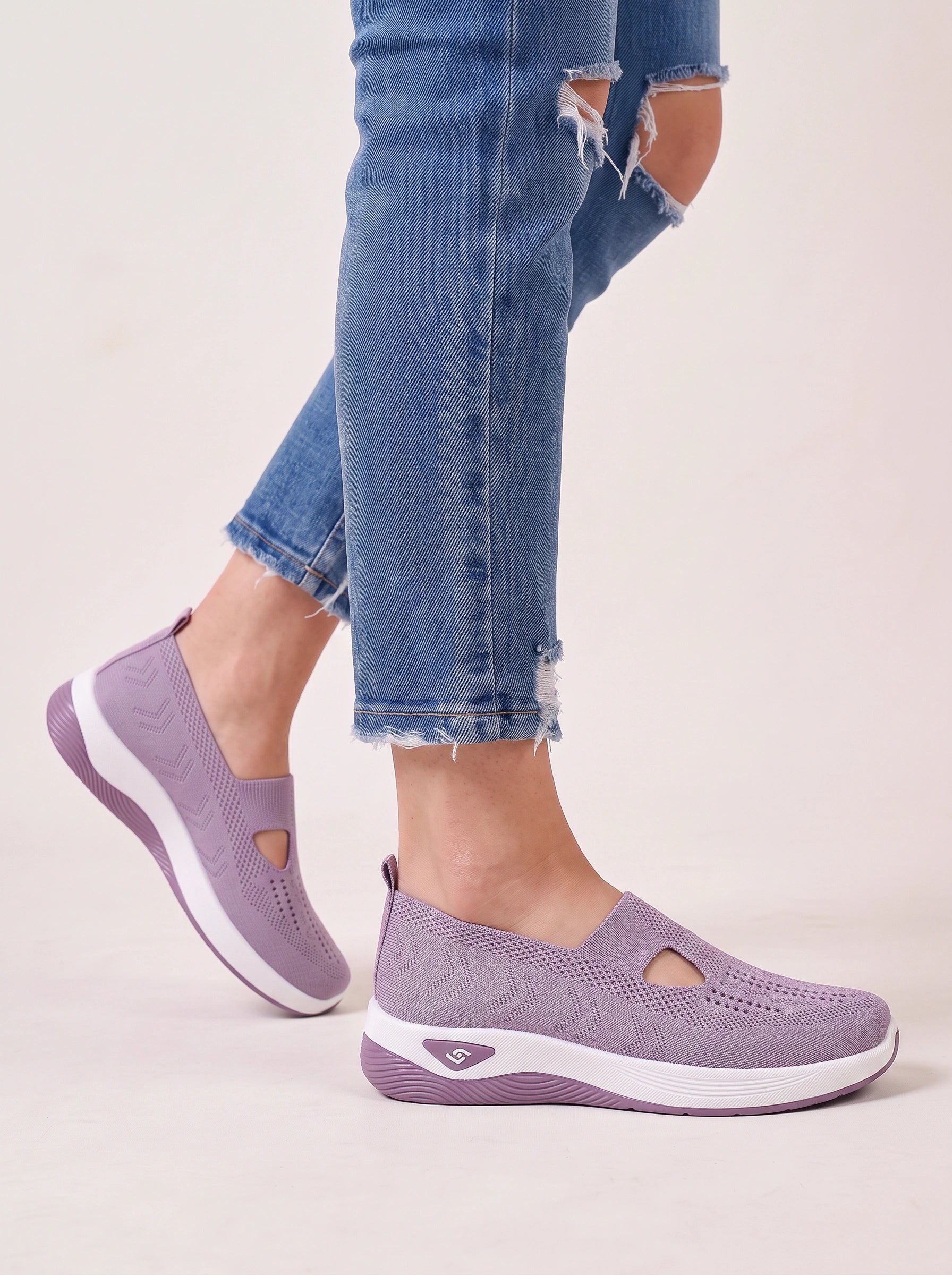 Ventova Breathable Mesh Slip-On Sneakers – Cutout Clothes Women Orthopedic Walking Shoes Casual Comfort Platform Sneakers