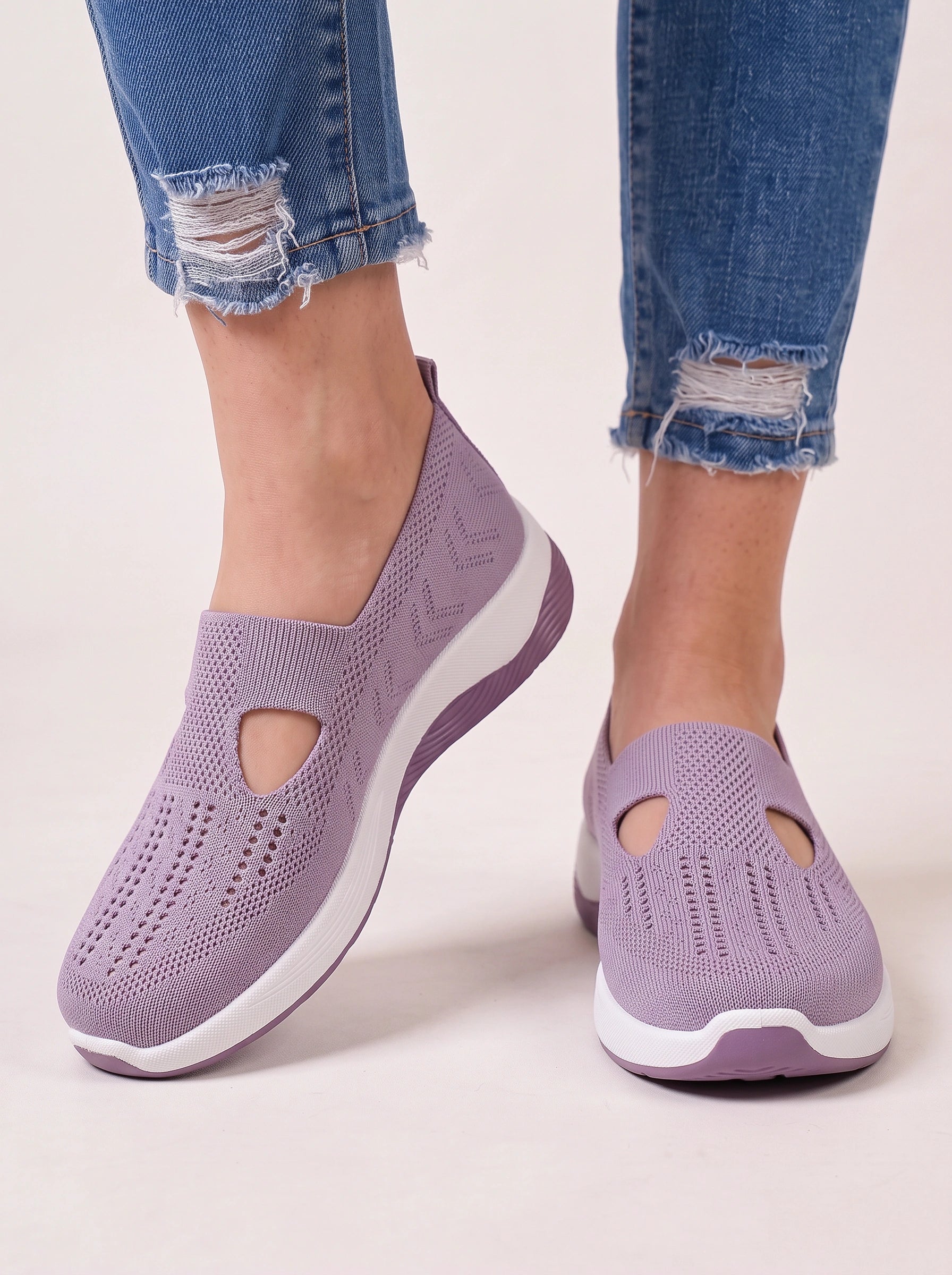 Ventova Breathable Mesh Slip-On Sneakers – Cutout Clothes Women Orthopedic Walking Shoes Casual Comfort Platform Sneakers