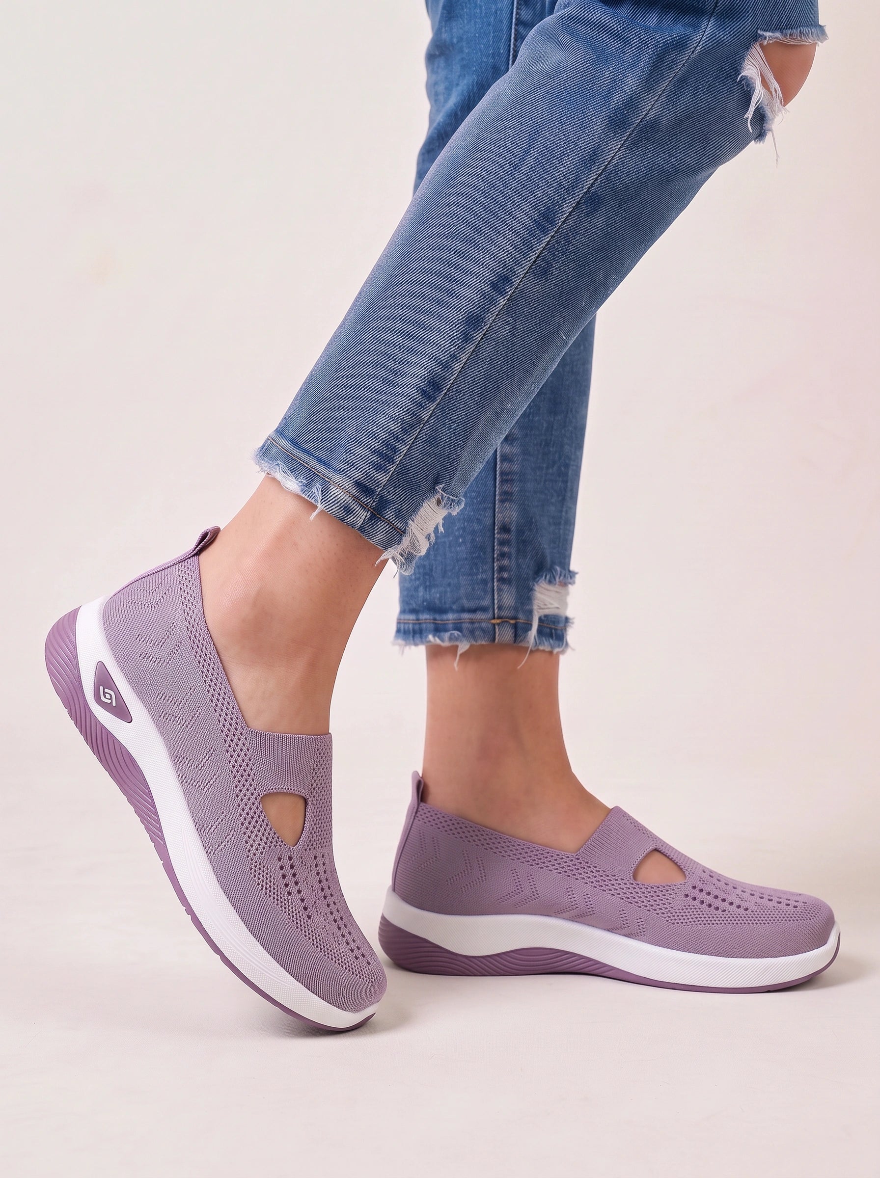 Ventova Breathable Mesh Slip-On Sneakers – Cutout Clothes Women Orthopedic Walking Shoes Casual Comfort Platform Sneakers