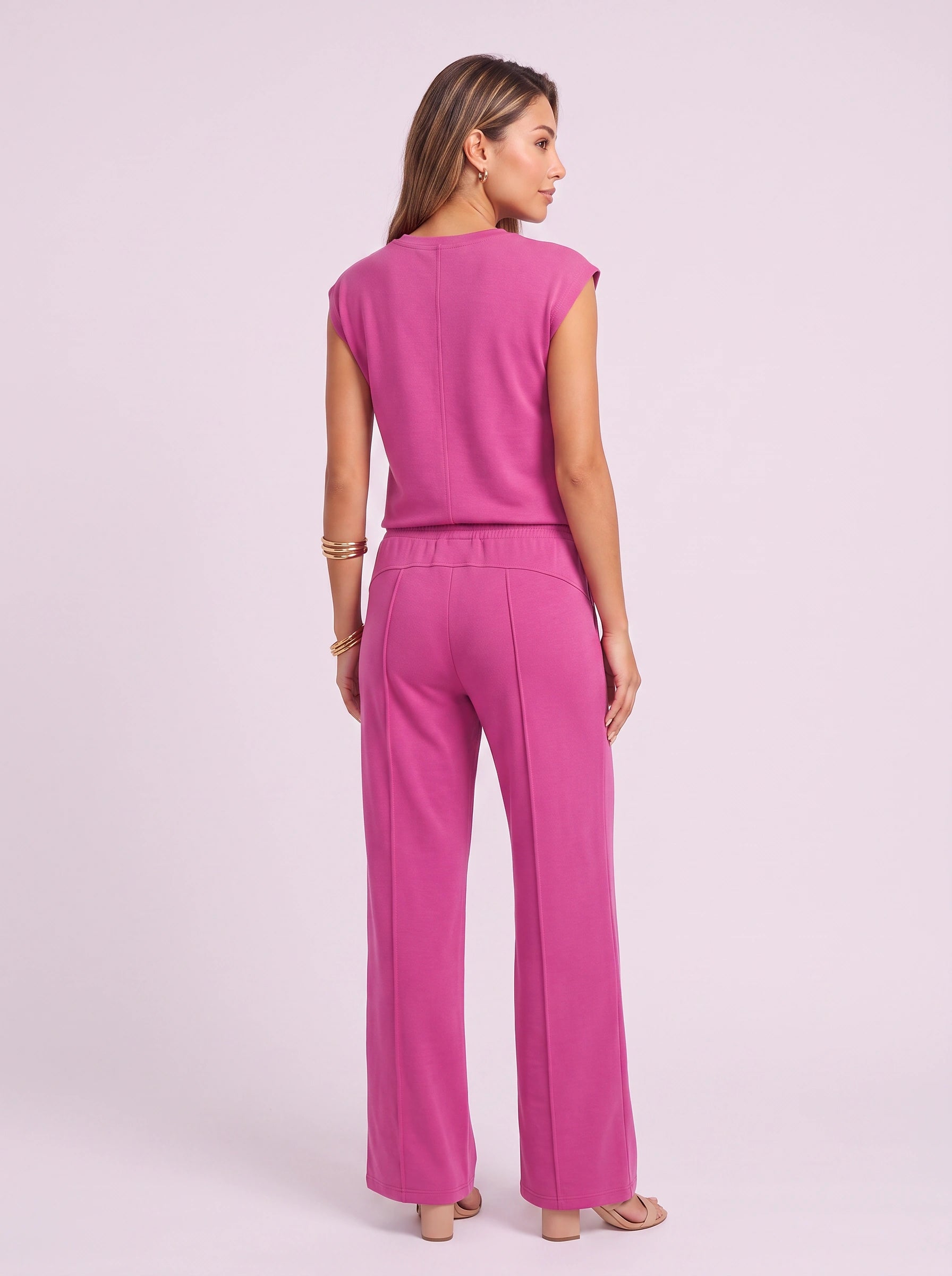 Costura Cap Sleeve Wide-Leg Lounge Set – Women Summer Drawstring Jogger Pant Matching Crop Top Co-Ord Set