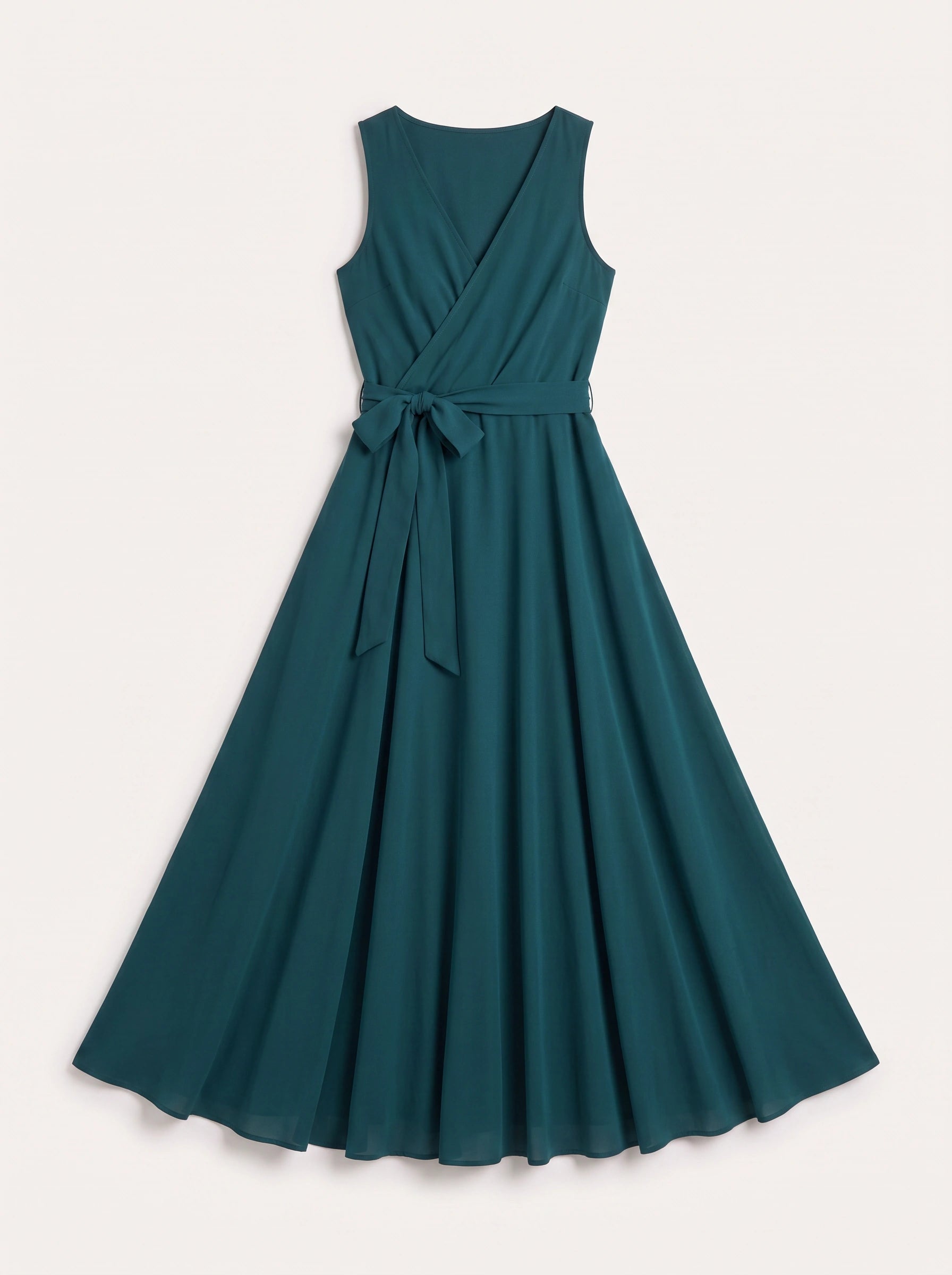 Cintura Wrap Tie Maxi Dress – Sleeveless V-Neck Women Formal Wedding Guest Evening Party Maxi Dress