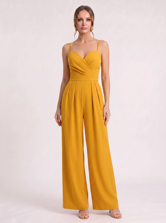 Soretta Sweetheart Wide-Leg Jumpsuit – Women Formal Wedding Guest Evening Party Spaghetti Strap Jumpsuit