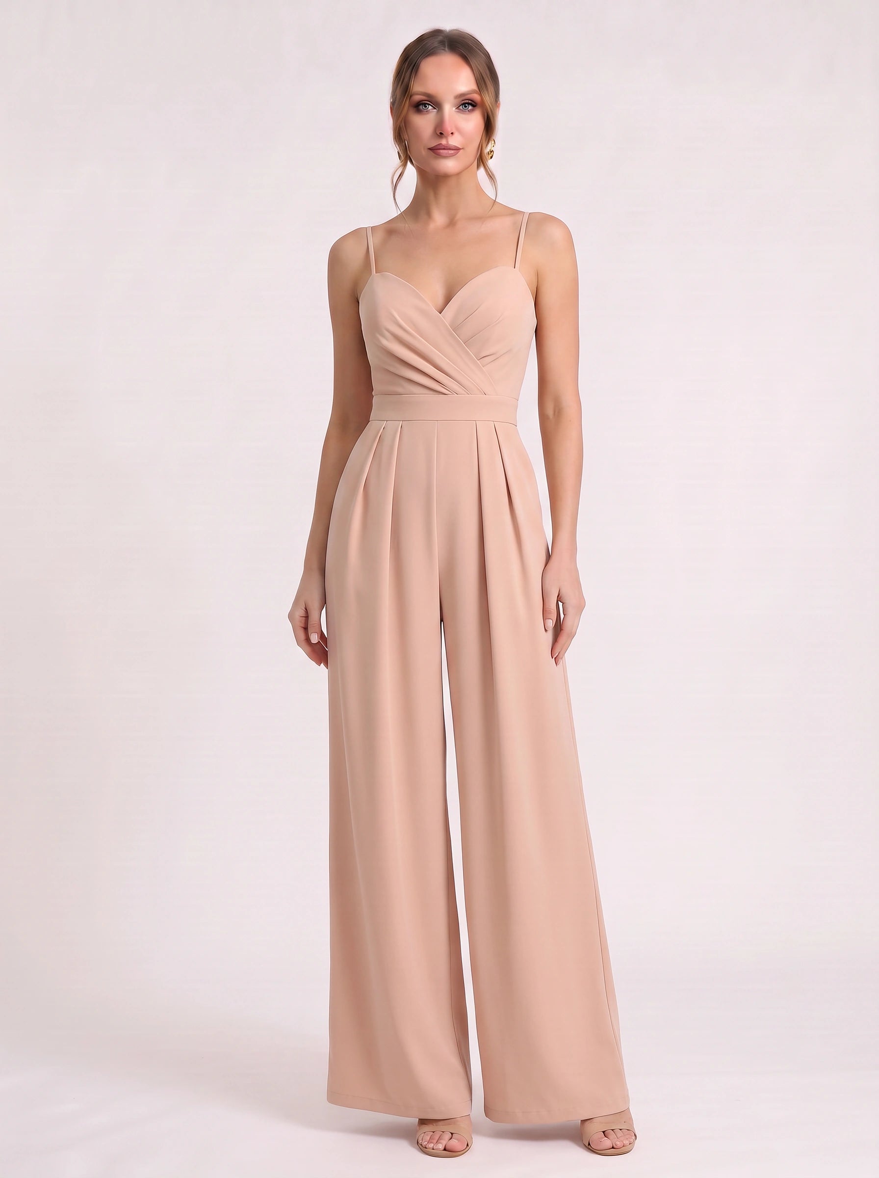 Soretta Sweetheart Wide-Leg Jumpsuit – Women Formal Wedding Guest Evening Party Spaghetti Strap Jumpsuit