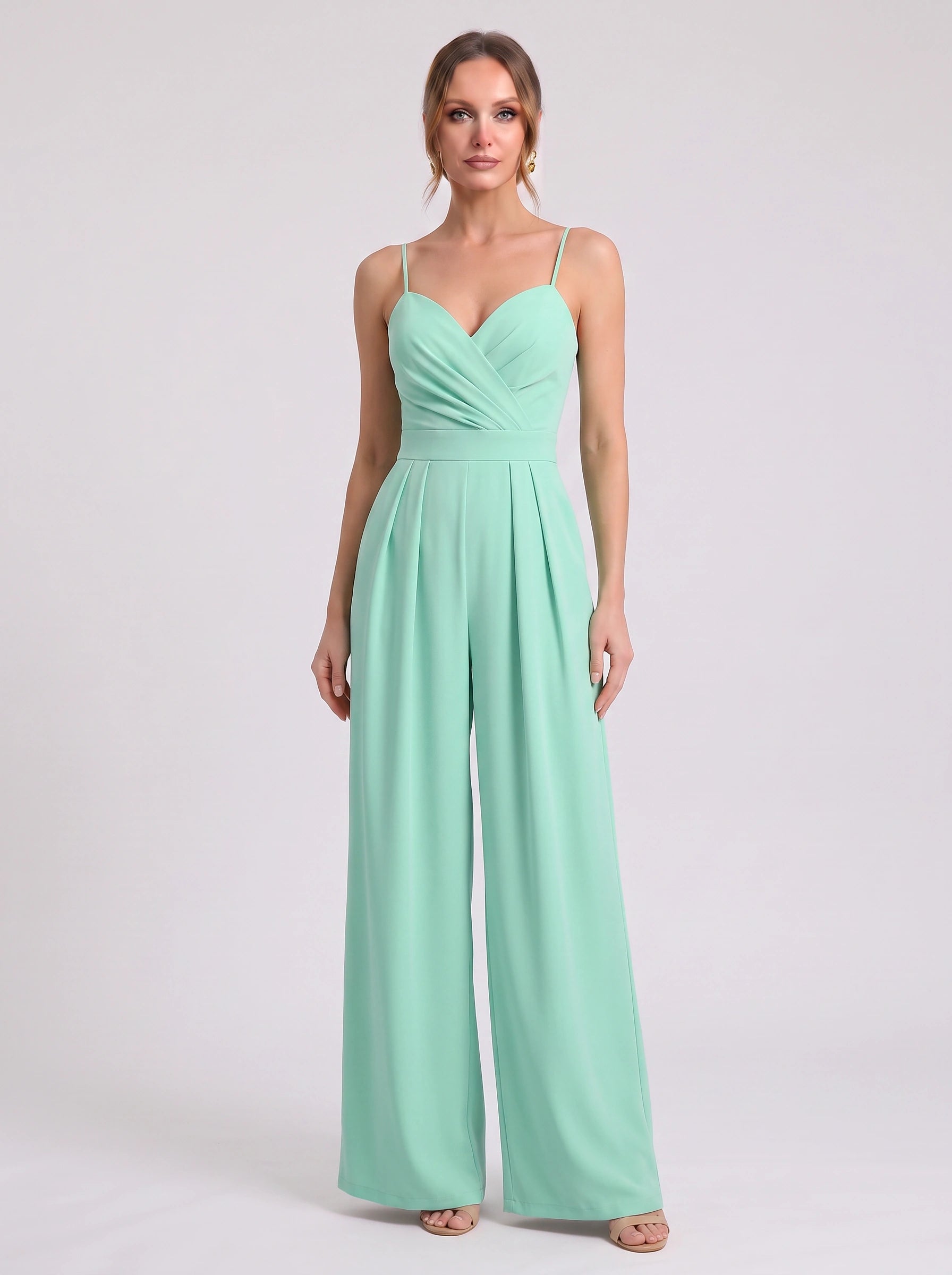 Soretta Sweetheart Wide-Leg Jumpsuit – Women Formal Wedding Guest Evening Party Spaghetti Strap Jumpsuit