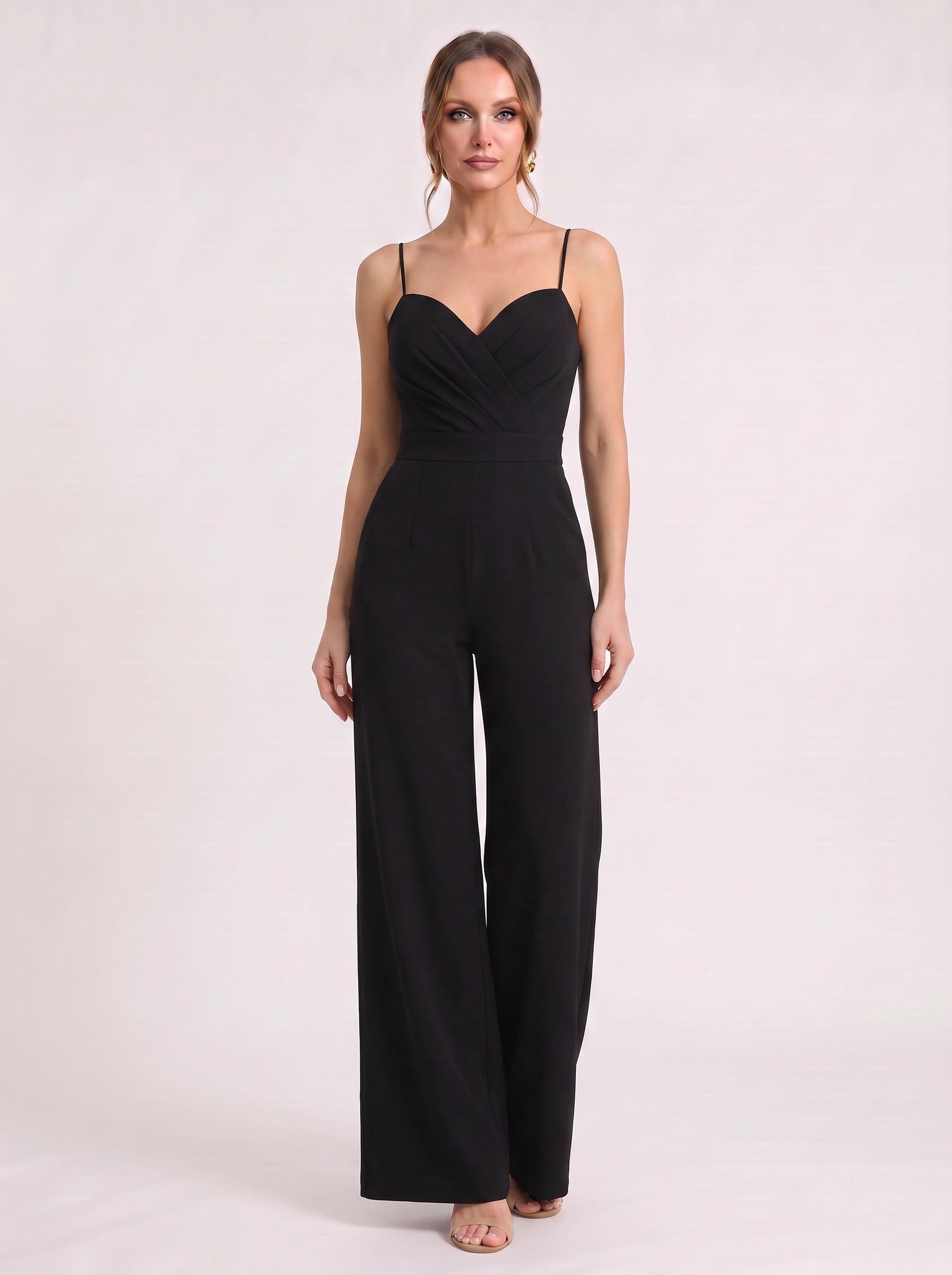 Soretta Sweetheart Wide-Leg Jumpsuit – Women Formal Wedding Guest Evening Party Spaghetti Strap Jumpsuit