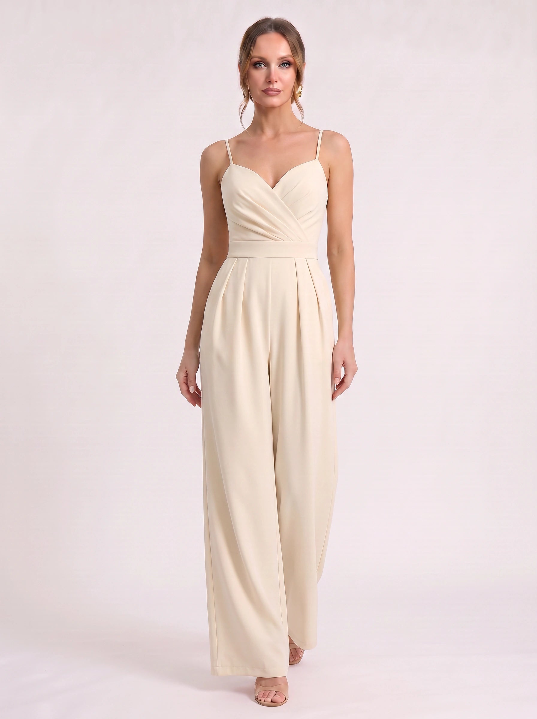 Soretta Sweetheart Wide-Leg Jumpsuit – Women Formal Wedding Guest Evening Party Spaghetti Strap Jumpsuit