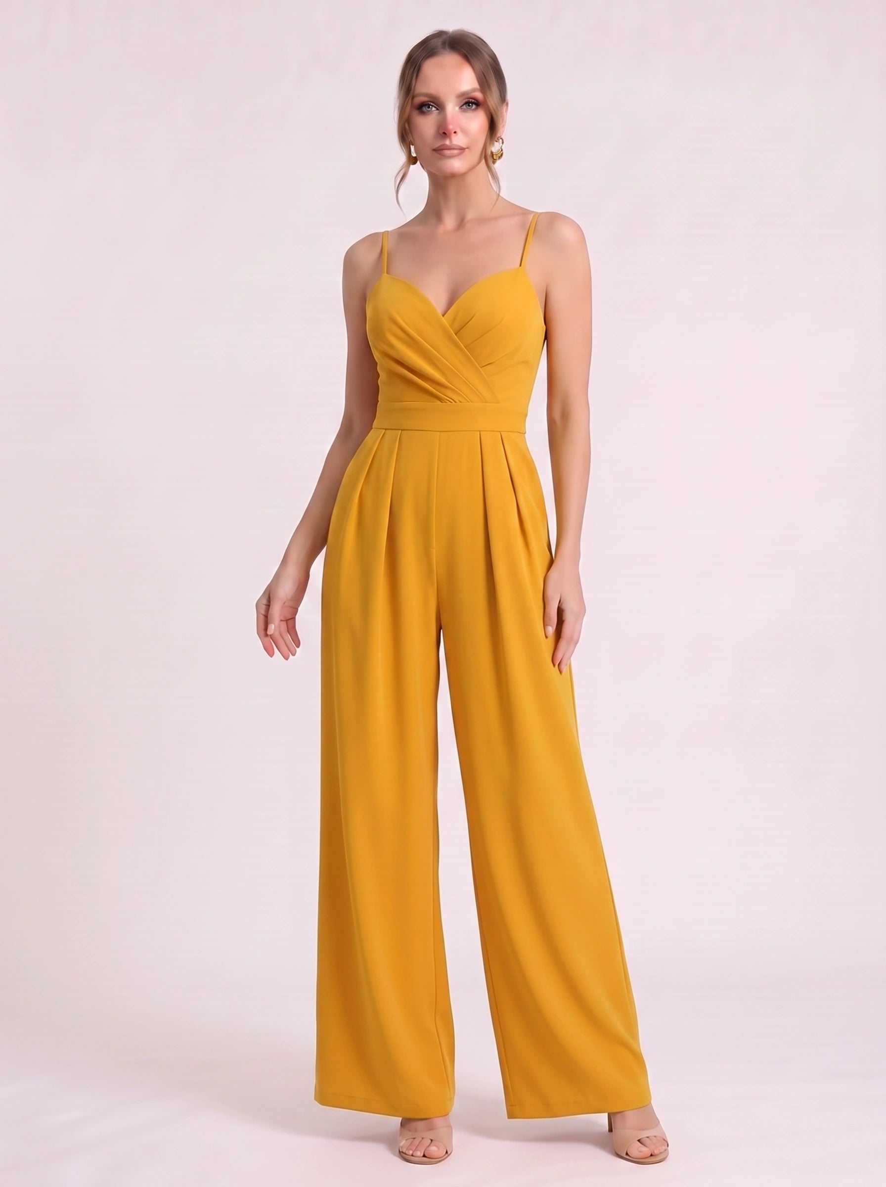 Soretta Sweetheart Wide-Leg Jumpsuit – Women Formal Wedding Guest Evening Party Spaghetti Strap Jumpsuit