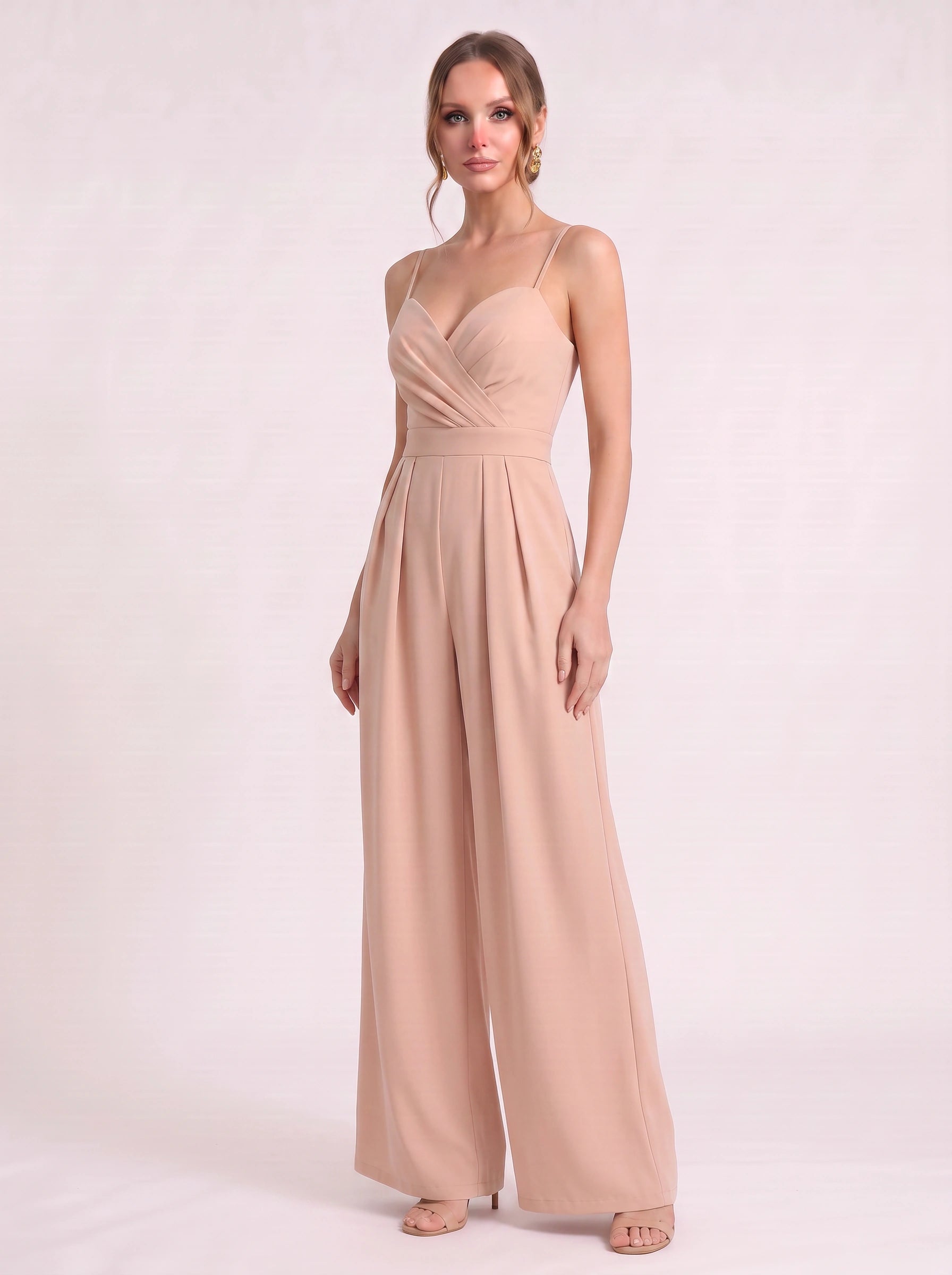 Soretta Sweetheart Wide-Leg Jumpsuit – Women Formal Wedding Guest Evening Party Spaghetti Strap Jumpsuit