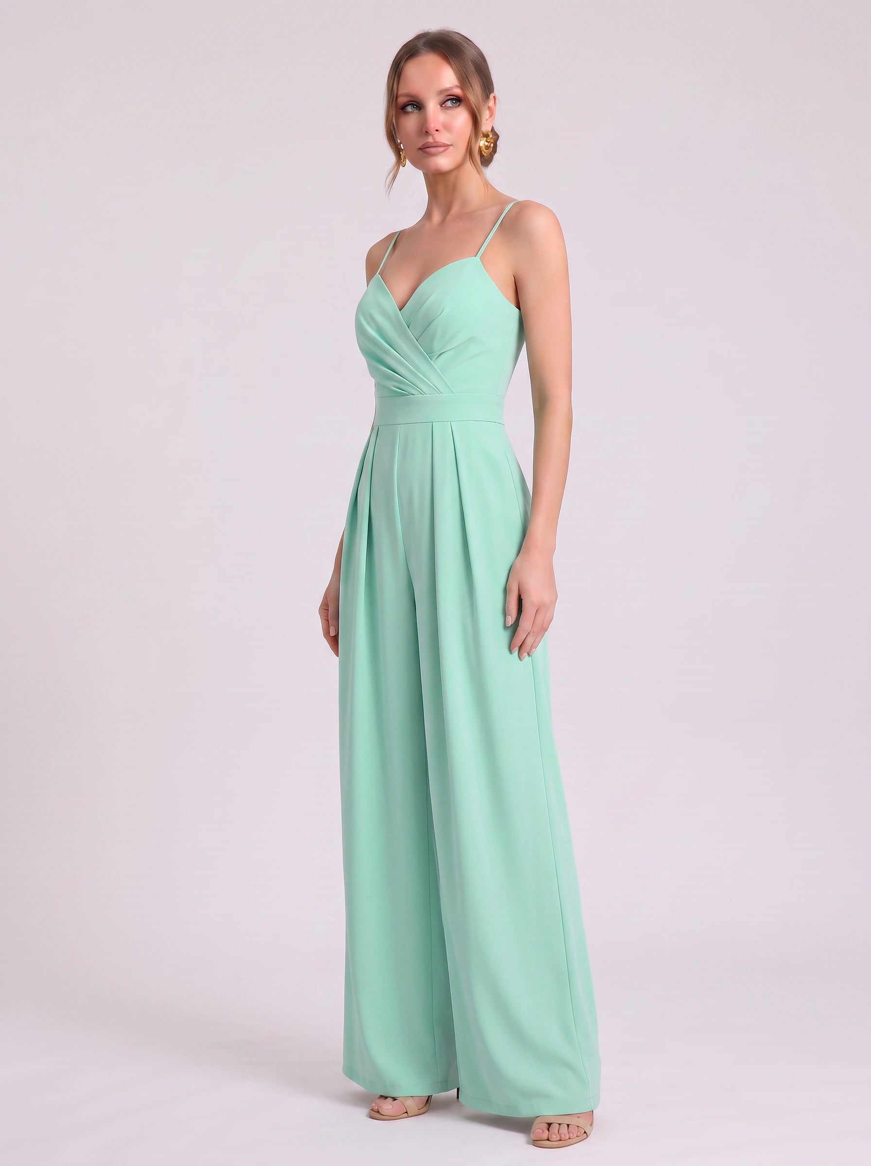 Soretta Sweetheart Wide-Leg Jumpsuit – Women Formal Wedding Guest Evening Party Spaghetti Strap Jumpsuit