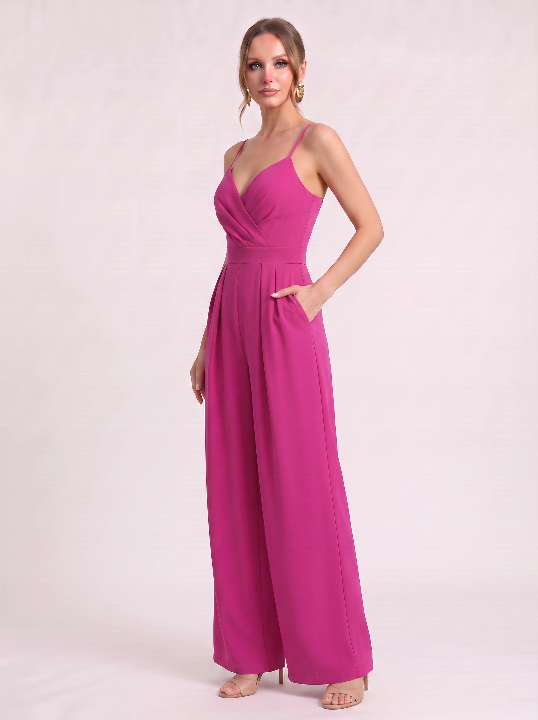 Soretta Sweetheart Wide-Leg Jumpsuit – Women Formal Wedding Guest Evening Party Spaghetti Strap Jumpsuit