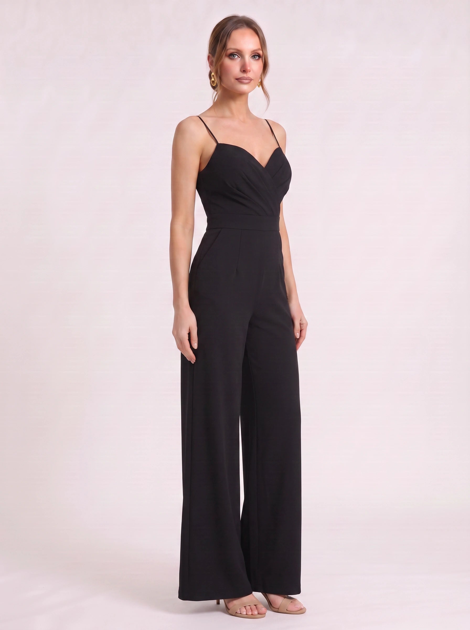 Soretta Sweetheart Wide-Leg Jumpsuit – Women Formal Wedding Guest Evening Party Spaghetti Strap Jumpsuit