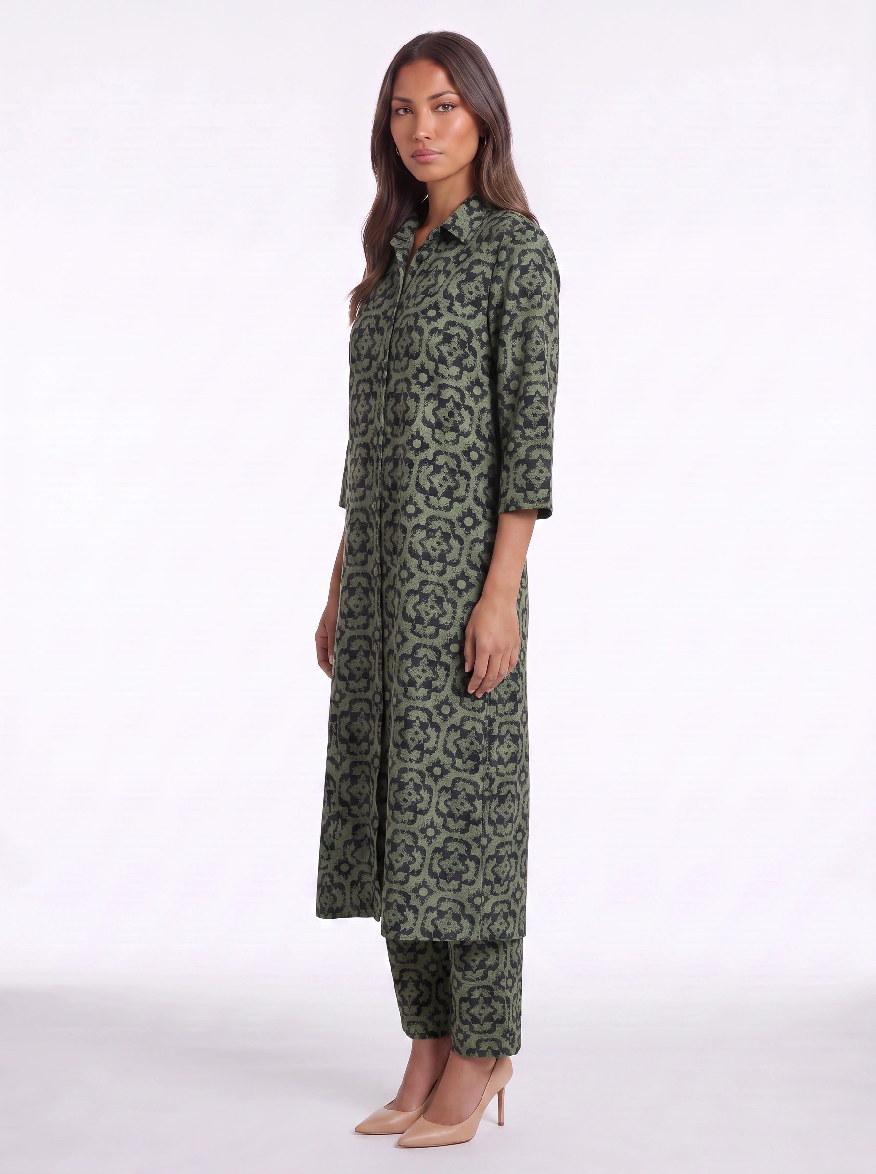 Tracere Collared Tunic Trouser Set – Cotton Pajama Sets Women Loungewear Summer Sleepwear Relaxed Fit PJ Sets