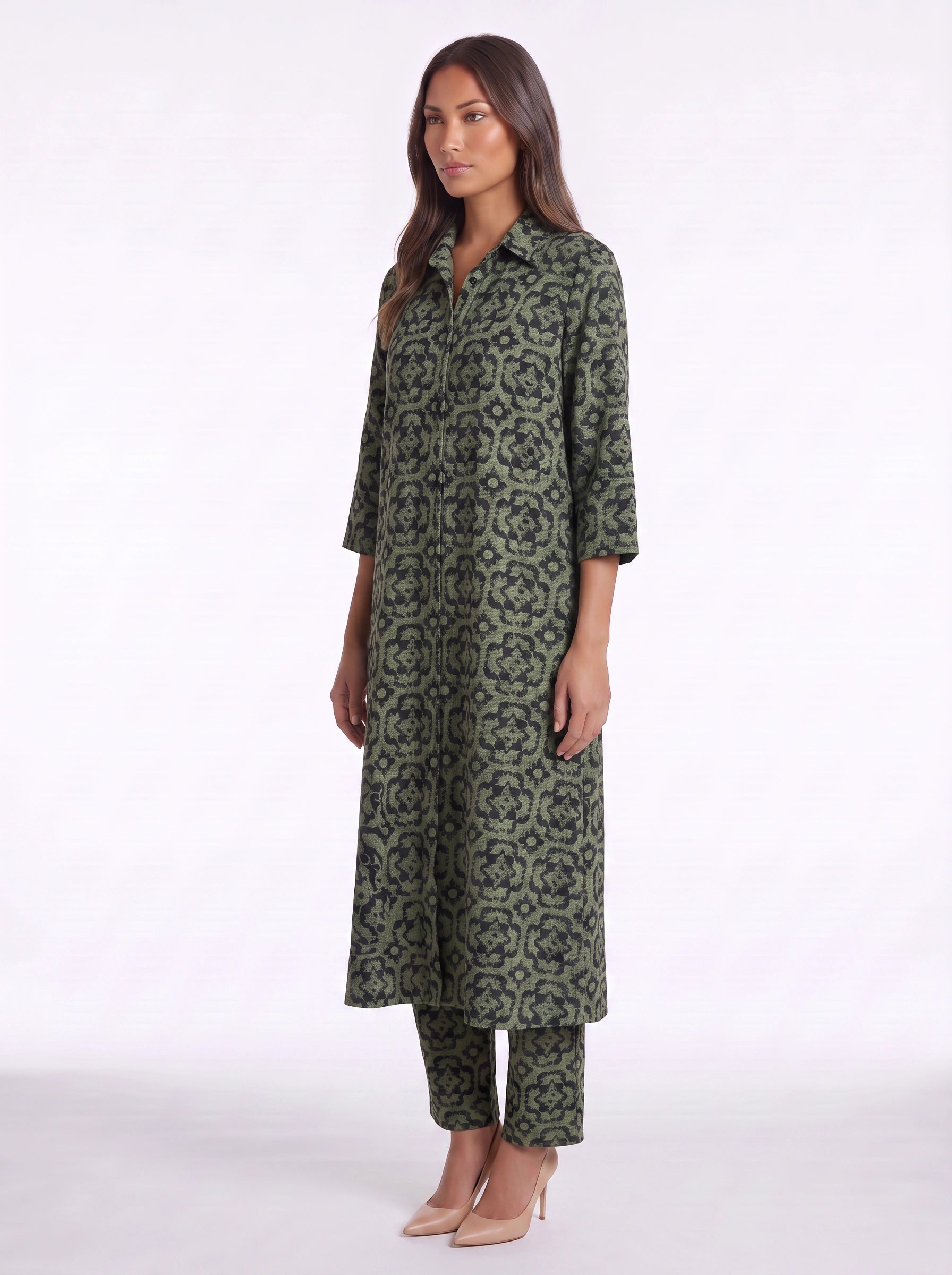 Tracere Collared Tunic Trouser Set – Cotton Pajama Sets Women Loungewear Summer Sleepwear Relaxed Fit PJ Sets