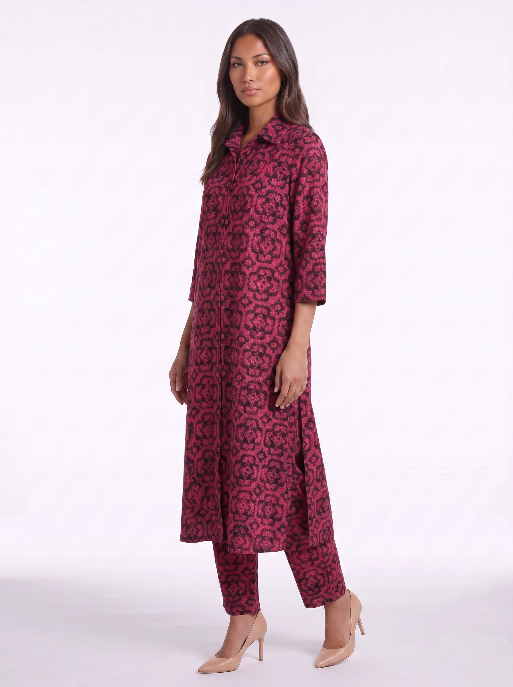 Tracere Collared Tunic Trouser Set – Cotton Pajama Sets Women Loungewear Summer Sleepwear Relaxed Fit PJ Sets