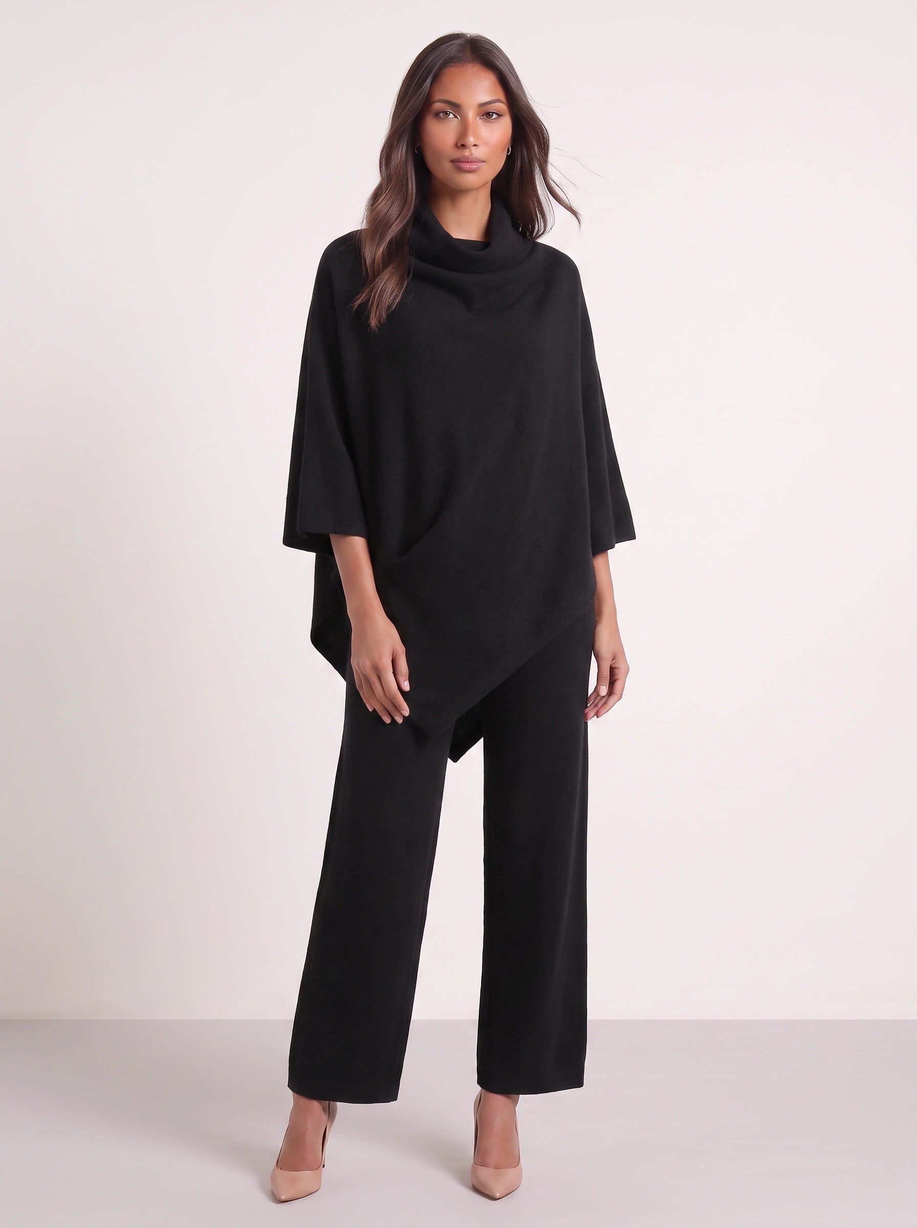 Cascove Cowl Neck Poncho Top Wide-Leg Pants Set – Two Piece Sets Women Lounge Loungewear Sweat Set
