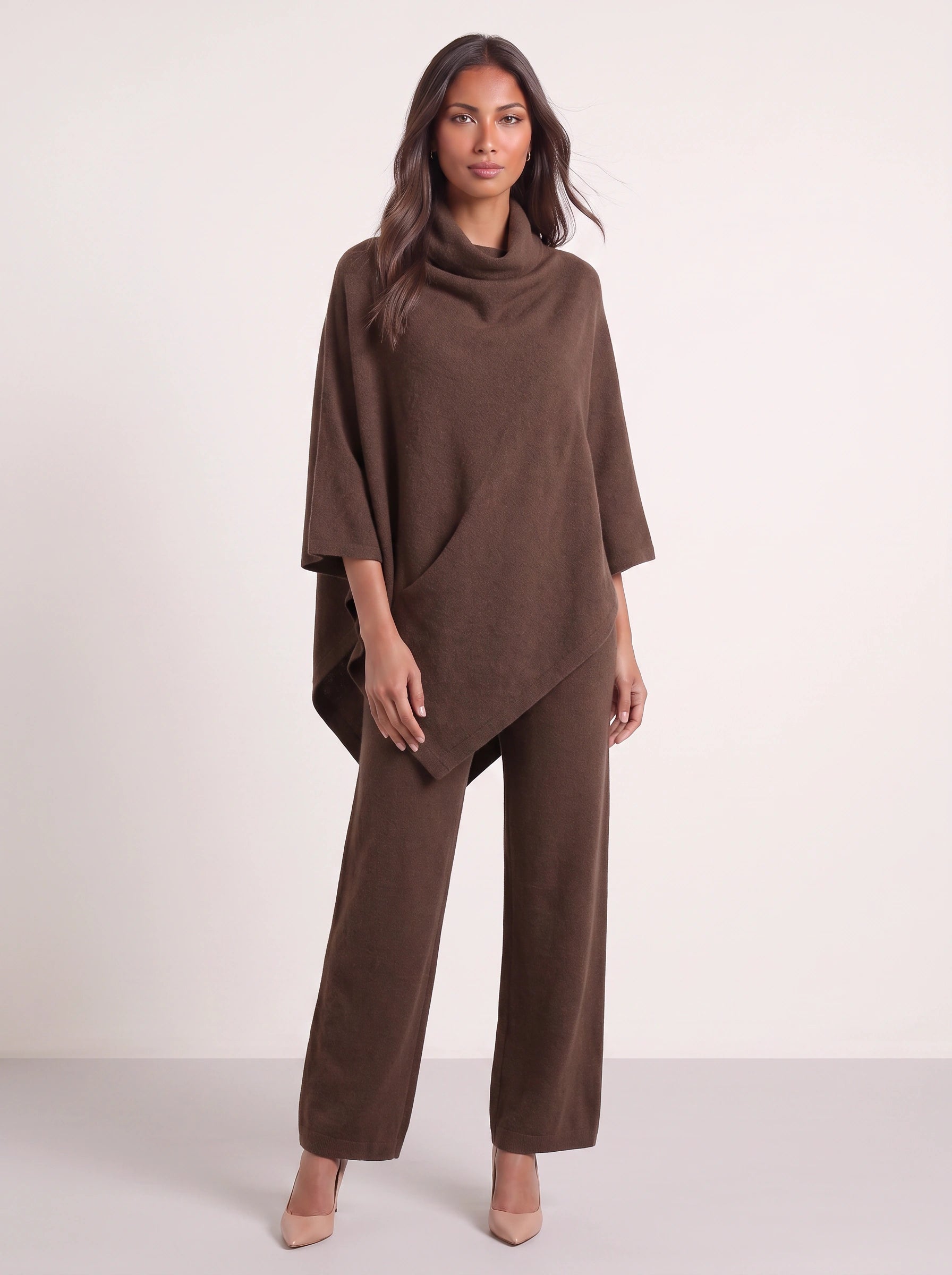 Cascove Cowl Neck Poncho Top Wide-Leg Pants Set – Two Piece Sets Women Lounge Loungewear Sweat Set