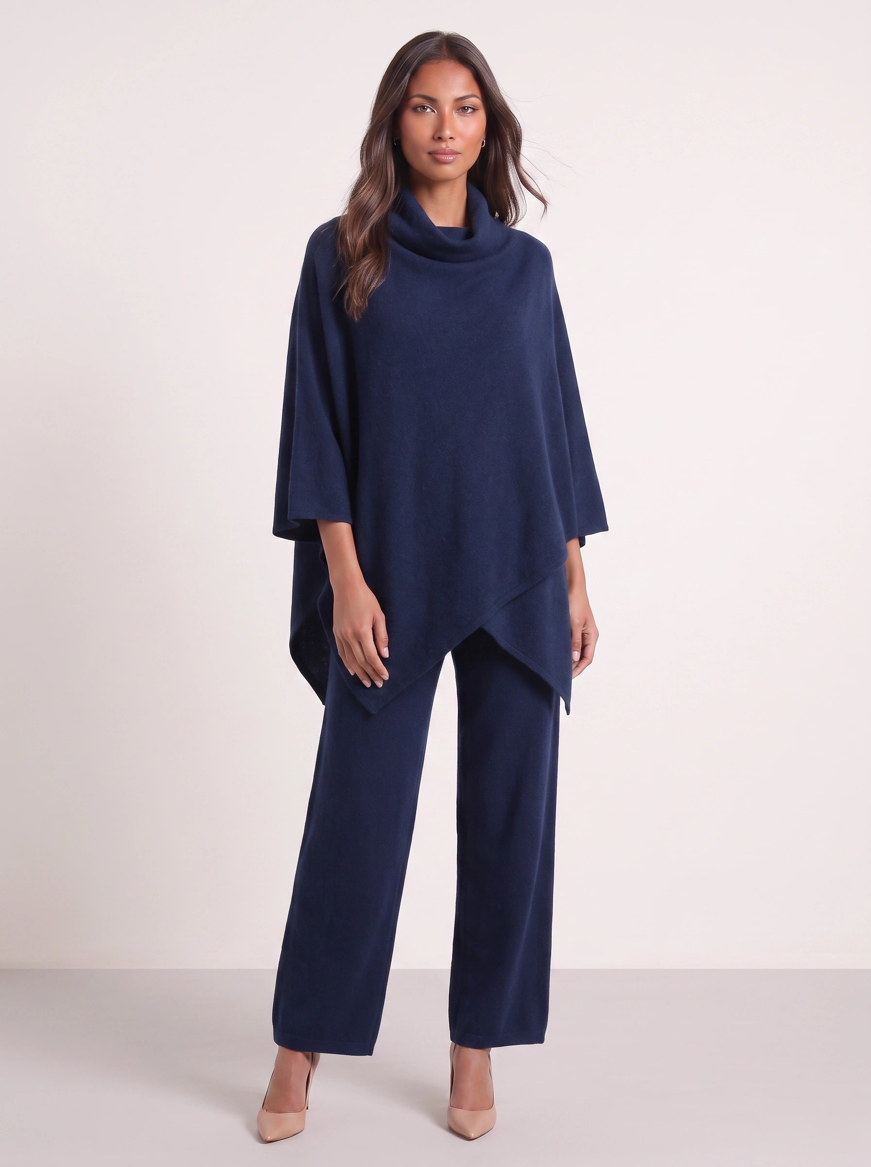 Cascove Cowl Neck Poncho Top Wide-Leg Pants Set – Two Piece Sets Women Lounge Loungewear Sweat Set