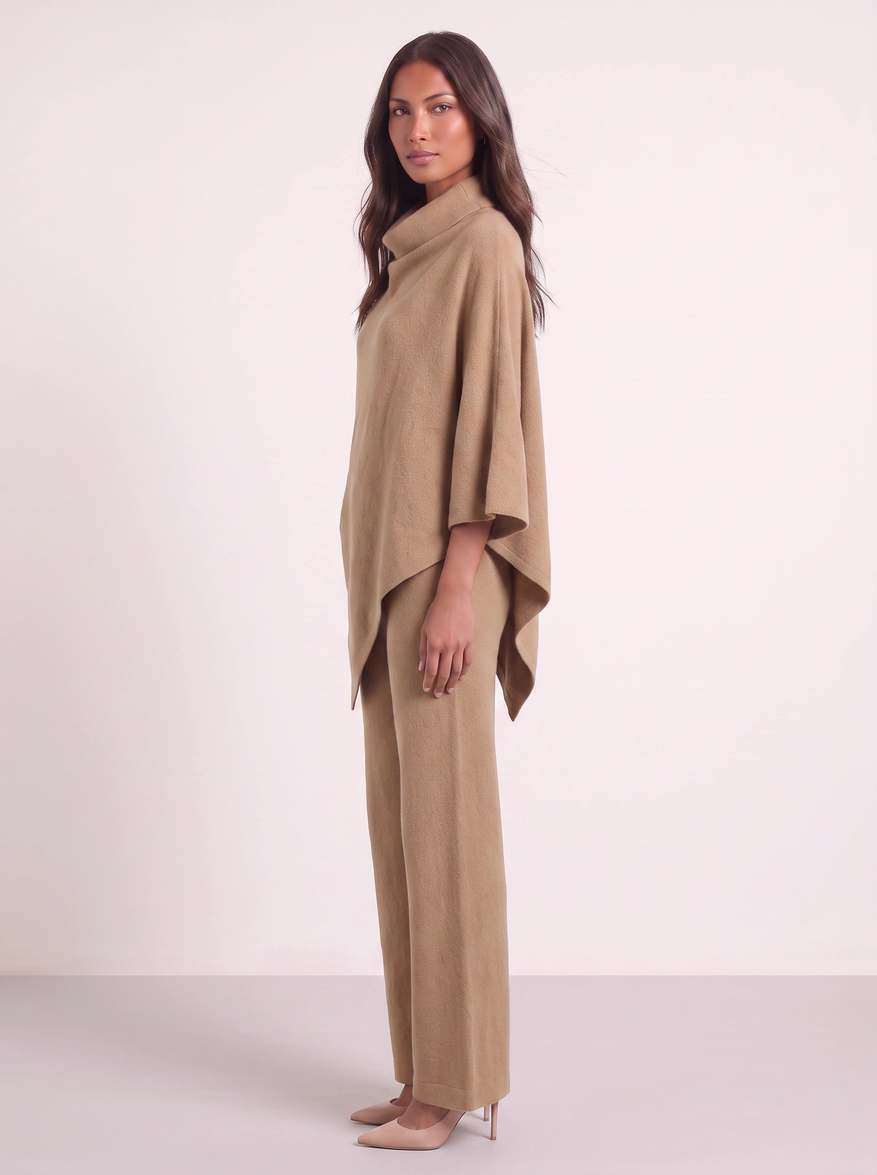 Cascove Cowl Neck Poncho Top Wide-Leg Pants Set – Two Piece Sets Women Lounge Loungewear Sweat Set