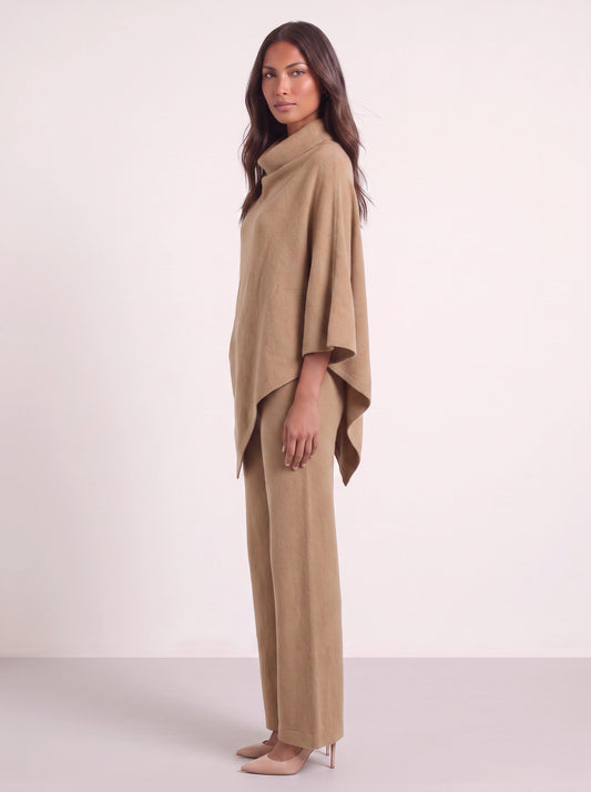 Cascove Cowl Neck Poncho Top Wide-Leg Pants Set – Two Piece Sets Women Lounge Loungewear Sweat Set