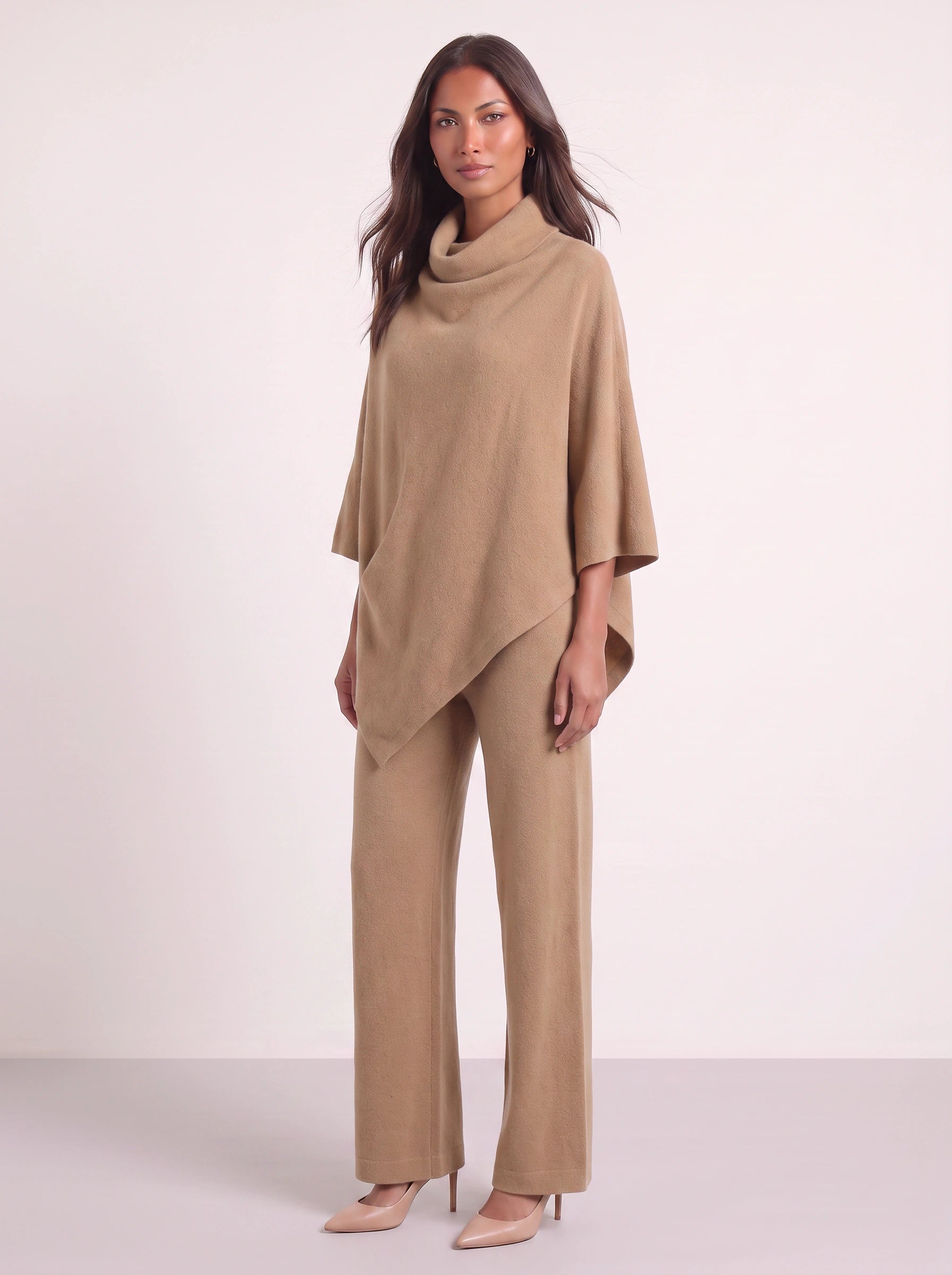 Cascove Cowl Neck Poncho Top Wide-Leg Pants Set – Two Piece Sets Women Lounge Loungewear Sweat Set