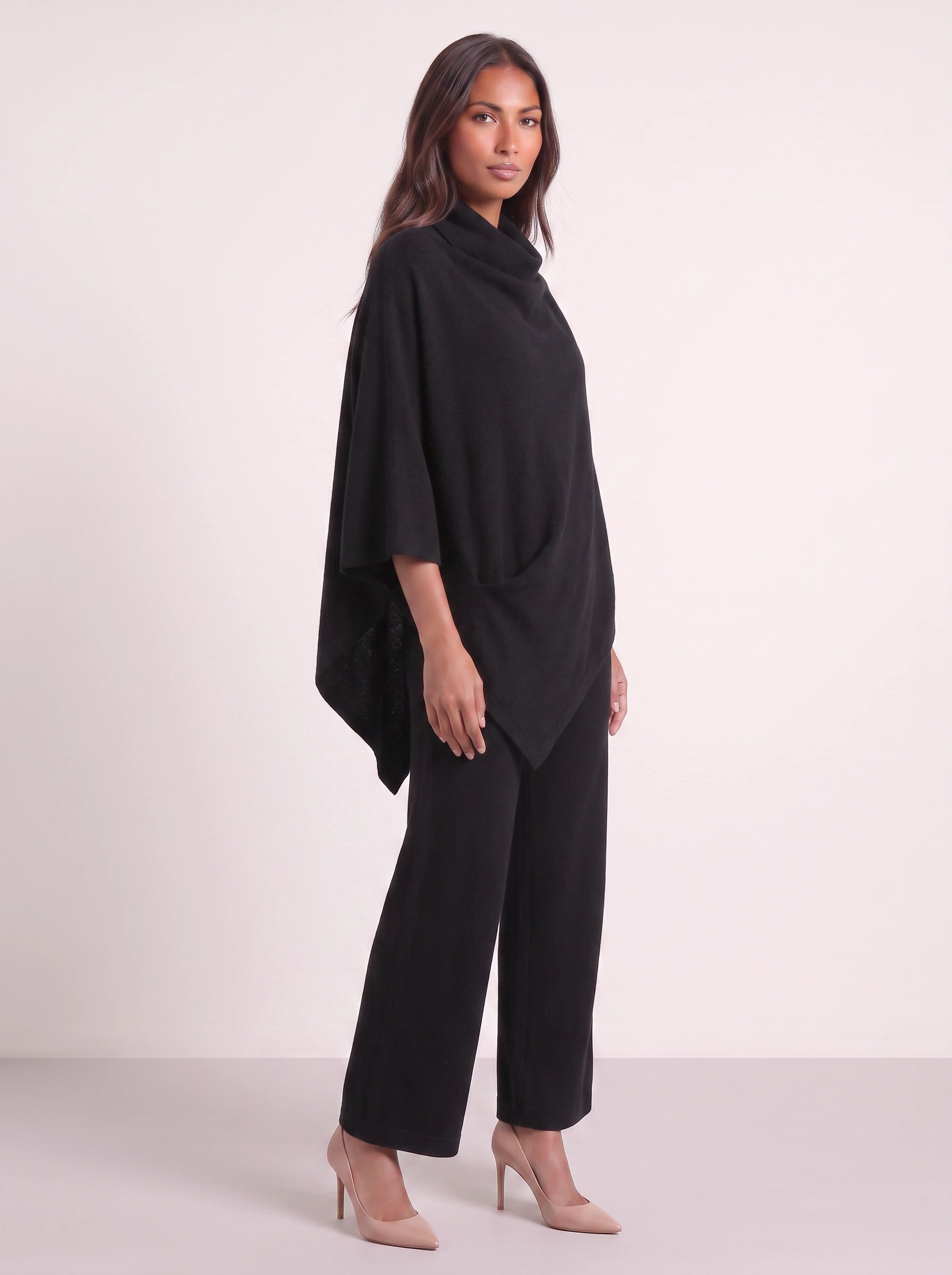 Cascove Cowl Neck Poncho Top Wide-Leg Pants Set – Two Piece Sets Women Lounge Loungewear Sweat Set