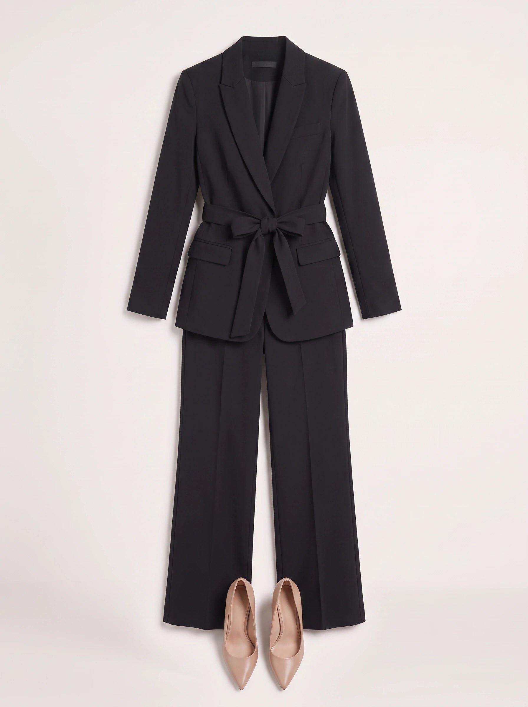 Criema Belted Longline Blazer Wide-Leg Trouser Set – Women Two Piece Sets Ladies Pant Suits Formal Summer Wedding Guest Tailored Co-Ord