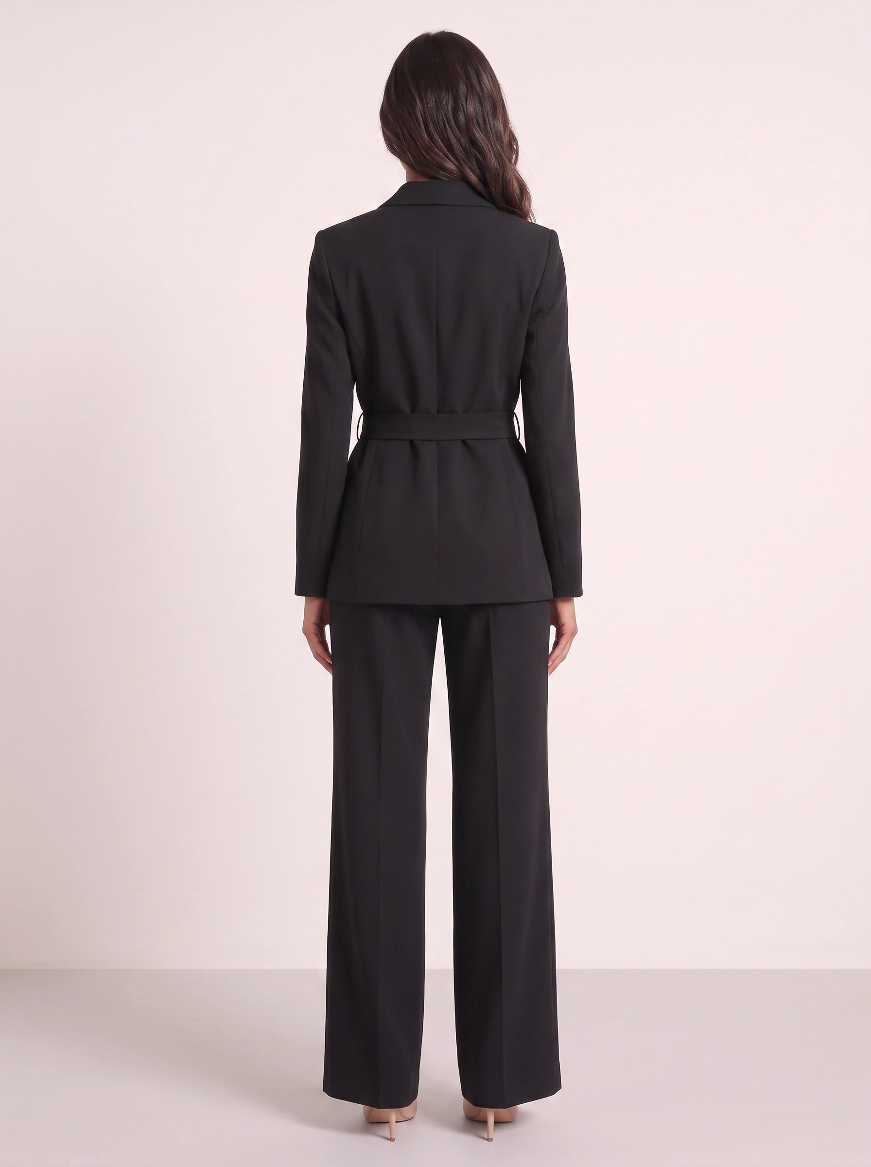 Criema Belted Longline Blazer Wide-Leg Trouser Set – Women Two Piece Sets Ladies Pant Suits Formal Summer Wedding Guest Tailored Co-Ord