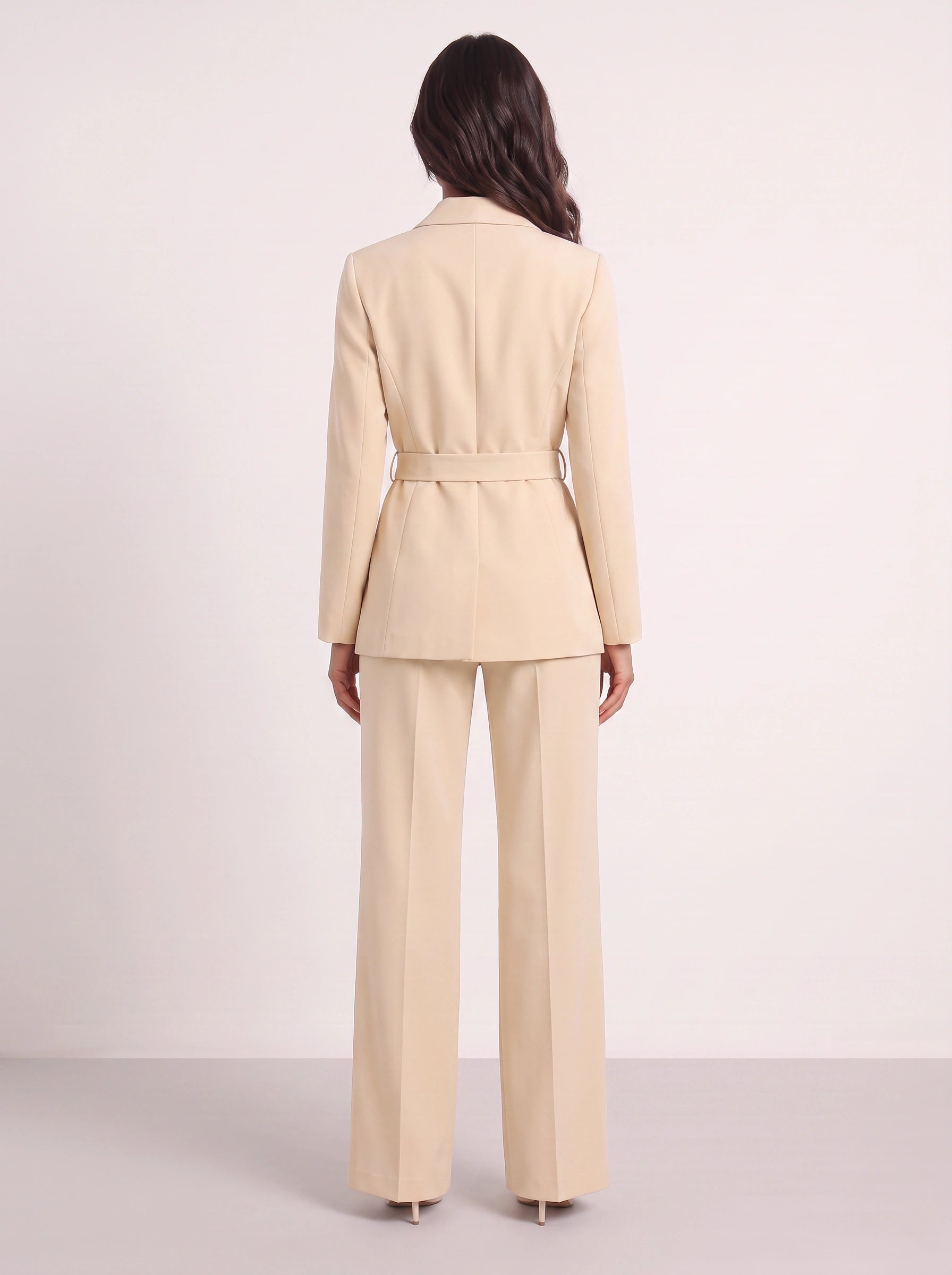 Criema Belted Longline Blazer Wide-Leg Trouser Set – Women Two Piece Sets Ladies Pant Suits Formal Summer Wedding Guest Tailored Co-Ord