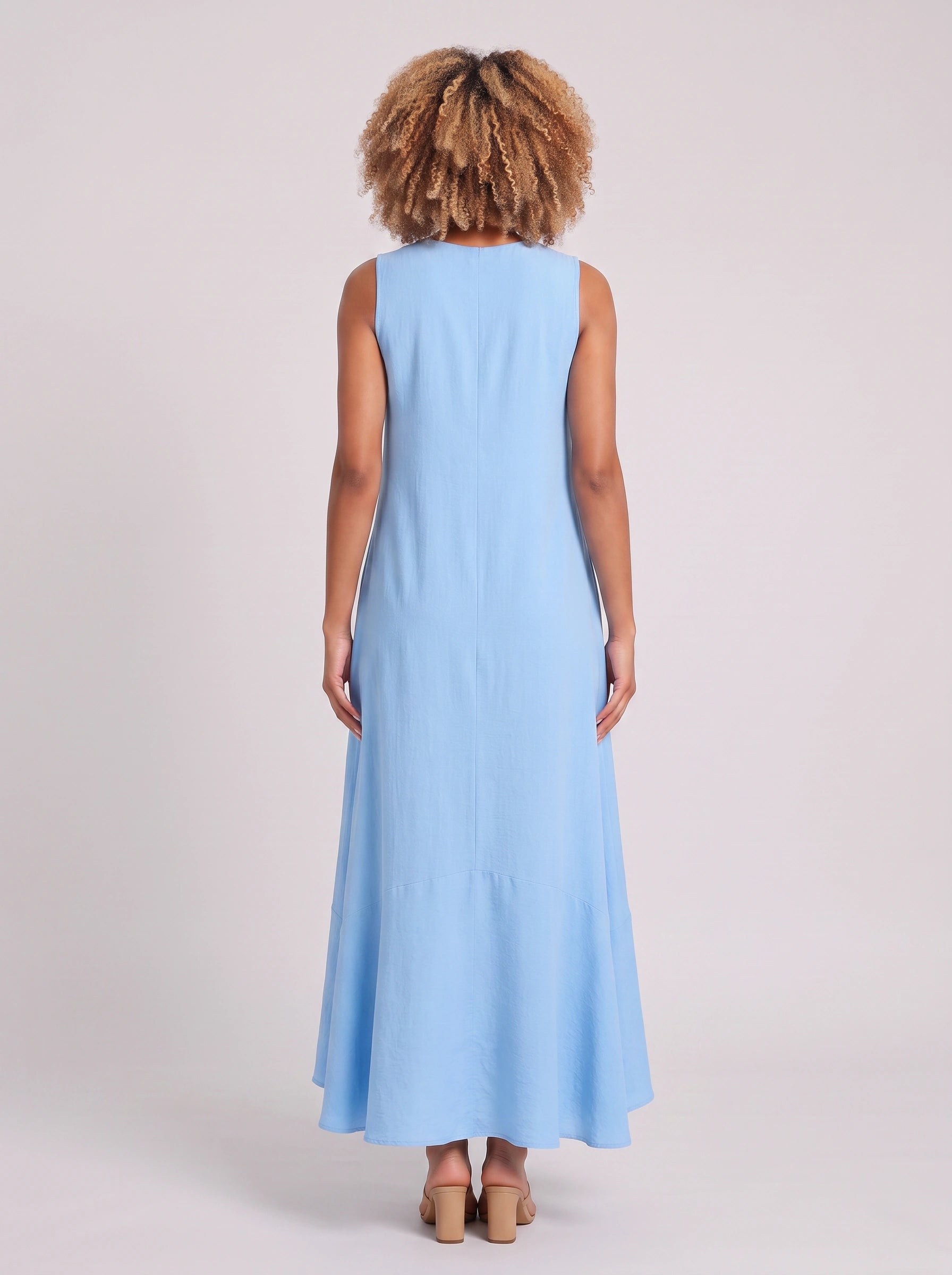 Cascara Asymmetric High-Low Maxi Dress – Women Sleeveless V-Neck Formal Wedding Guest Cocktail Maxi Dress