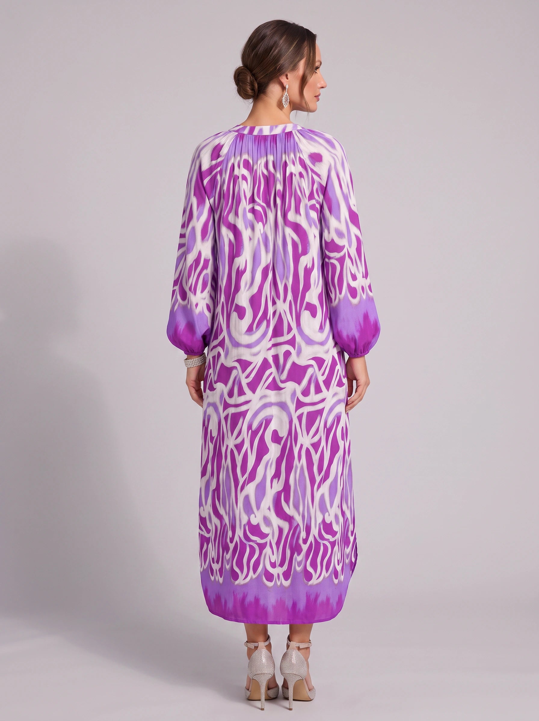 Ondria Balloon Sleeve V-Neck Maxi Dress – Boho Maxi Dress Women Bohemian Style Resort Vacation Kaftan