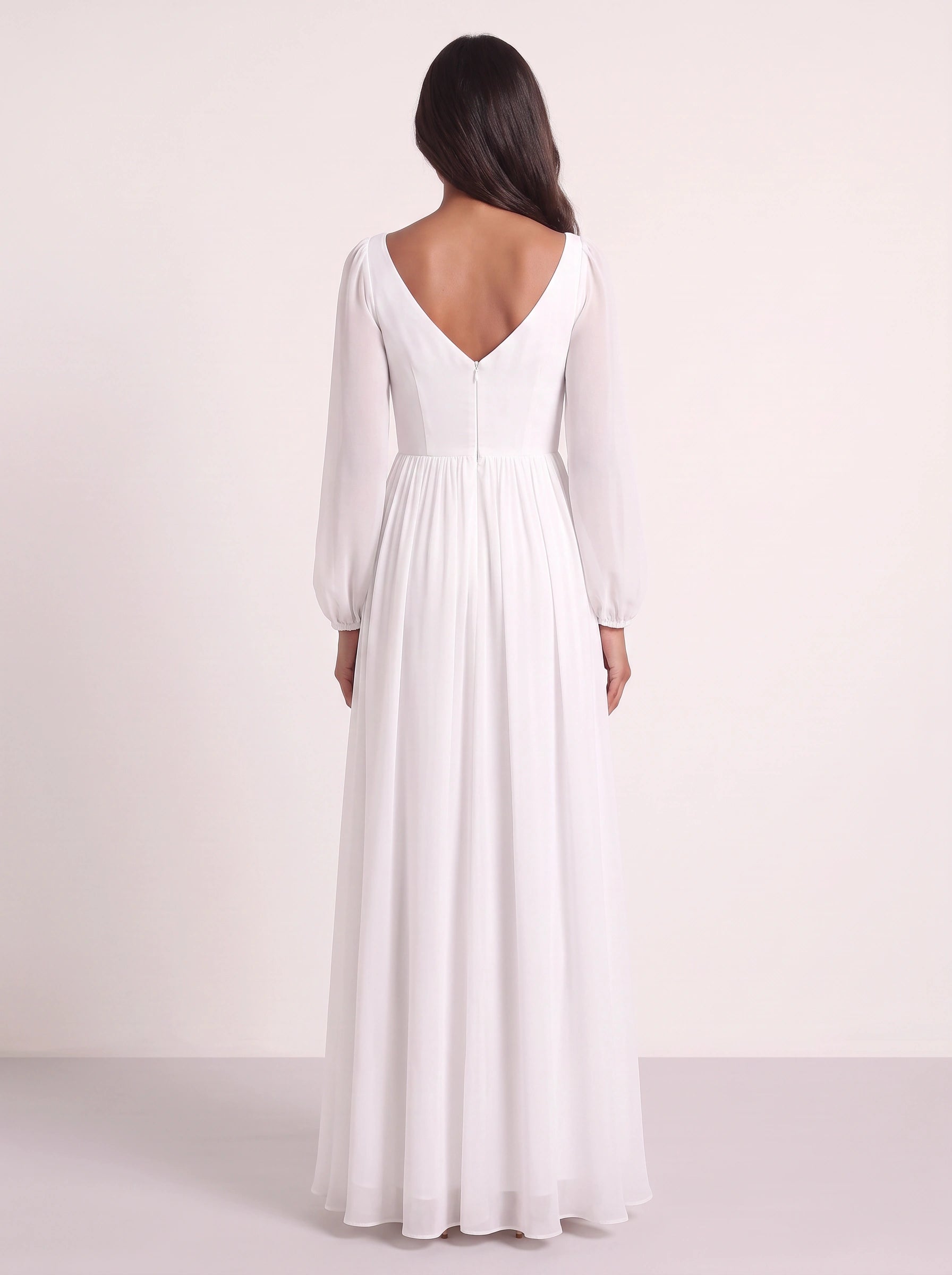 Sofiane Sweetheart Maxi Dress – Chiffon Long Sleeve Wedding Guest Formal Mother Bride Groom Maxi Dress Women