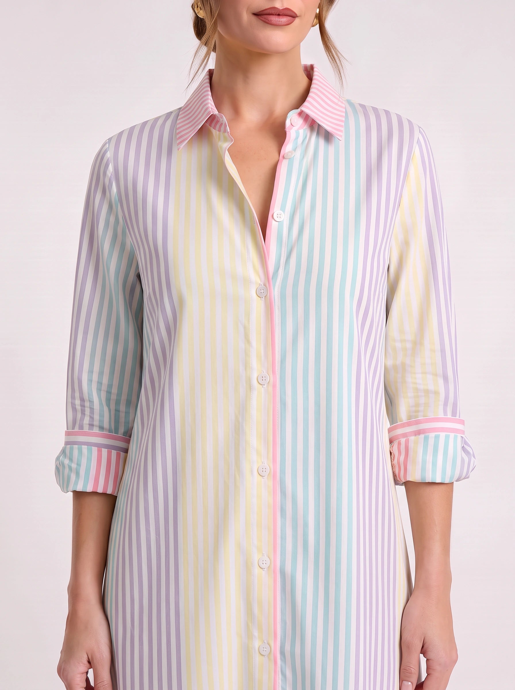 Rigarai Striped Shirt Maxi Dress – Button Front Collared Women Summer Beach Vacation Sundress Maxi Dress