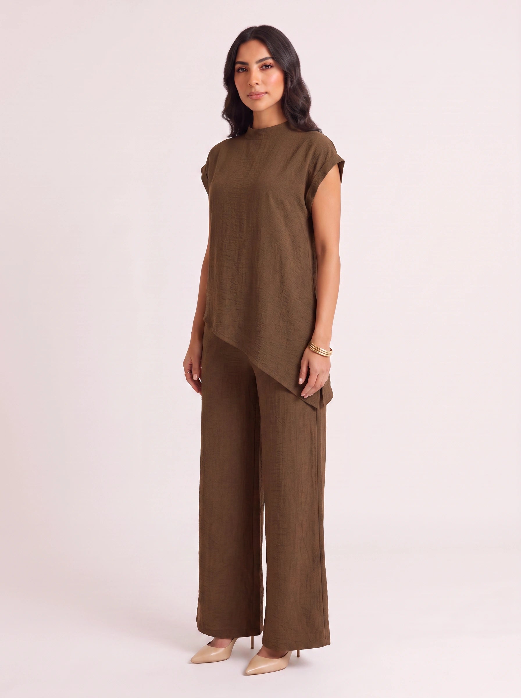 Terrima Asymmetric Tunic Wide-Leg Pants Set – Two Piece Sets Women Lounge Wear Summer Casual Linen Co-Ord Set